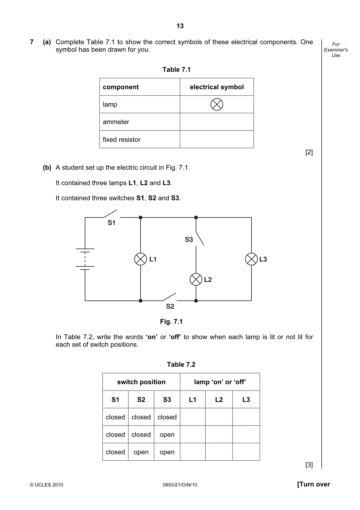 Cambridge IGCSE Science - Combined 0653 2010 Oct/Nov Paper 2 · Variant 1 question paper, page 13 of 20