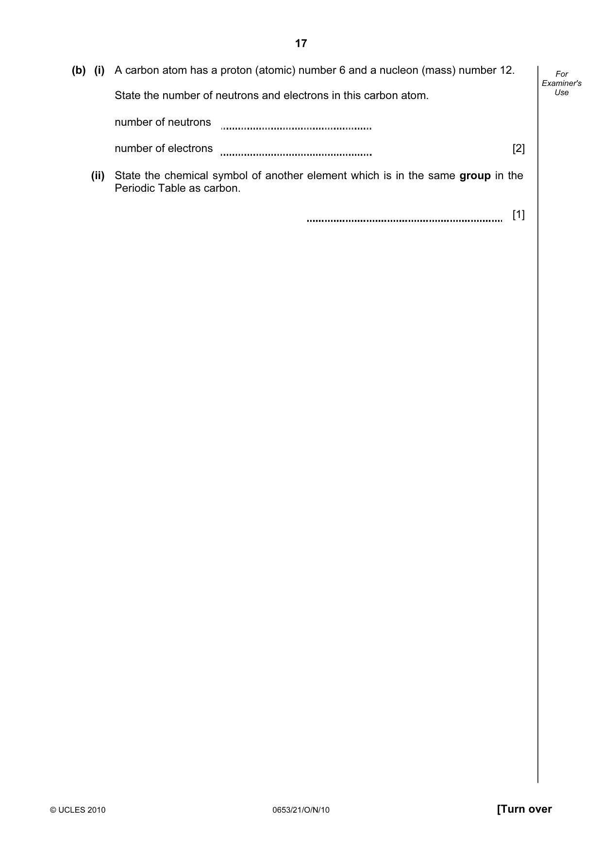 Cambridge IGCSE Science - Combined 0653 2010 Oct/Nov Paper 2 · Variant 1 question paper, page 17 of 20