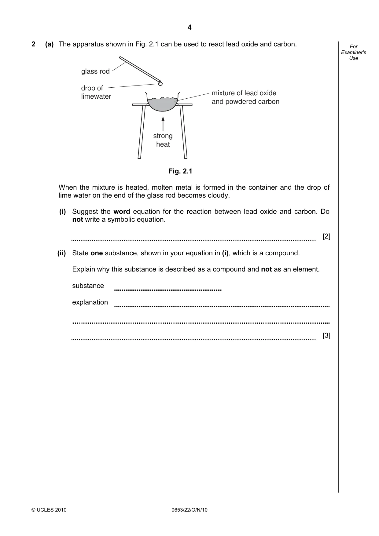 Cambridge IGCSE Science - Combined 0653 2010 Oct/Nov Paper 2 · Variant 2 question paper, page 4 of 24