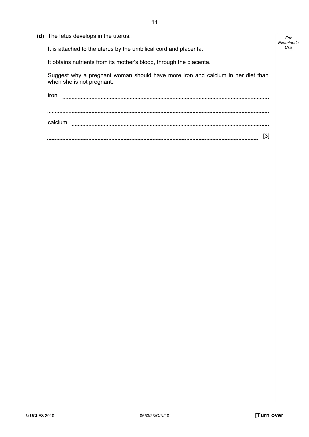 Cambridge IGCSE Science - Combined 0653 2010 Oct/Nov Paper 2 · Variant 3 question paper, page 11 of 24