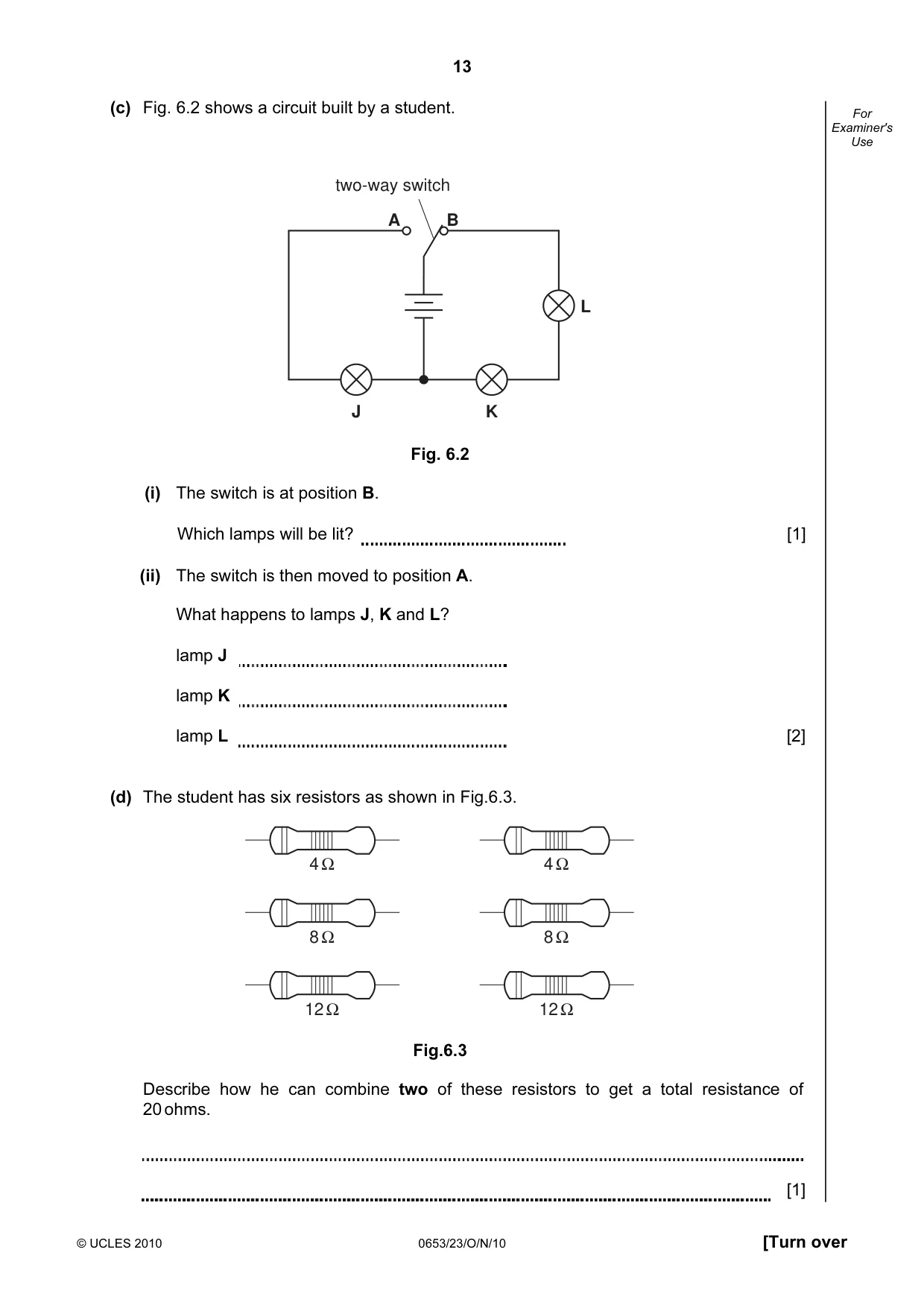 Cambridge IGCSE Science - Combined 0653 2010 Oct/Nov Paper 2 · Variant 3 question paper, page 13 of 24
