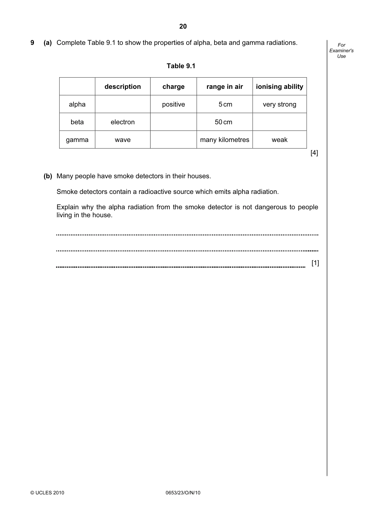 Cambridge IGCSE Science - Combined 0653 2010 Oct/Nov Paper 2 · Variant 3 question paper, page 20 of 24