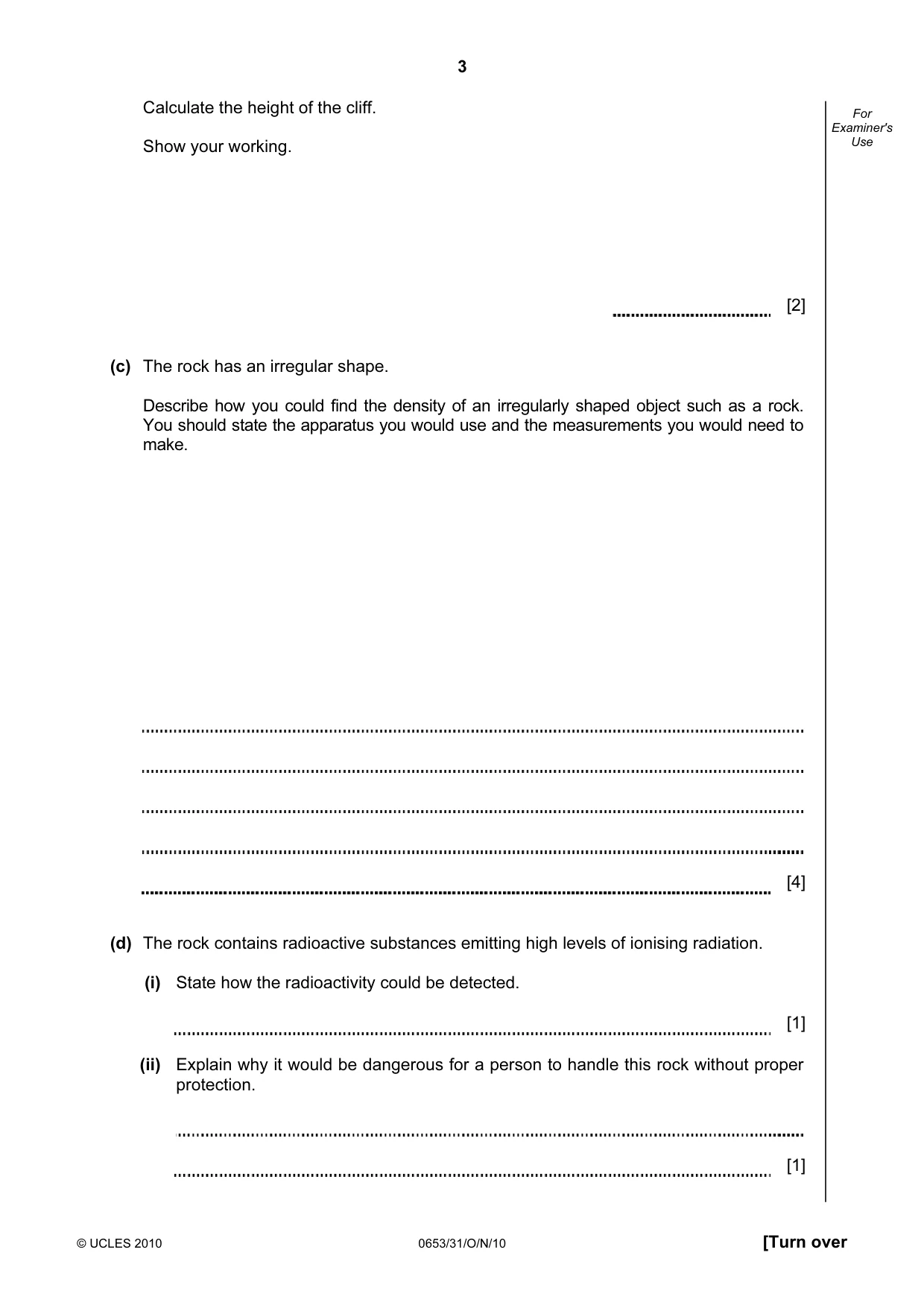 Cambridge IGCSE Science - Combined 0653 2010 Oct/Nov Paper 3 · Variant 1 question paper, page 3 of 20