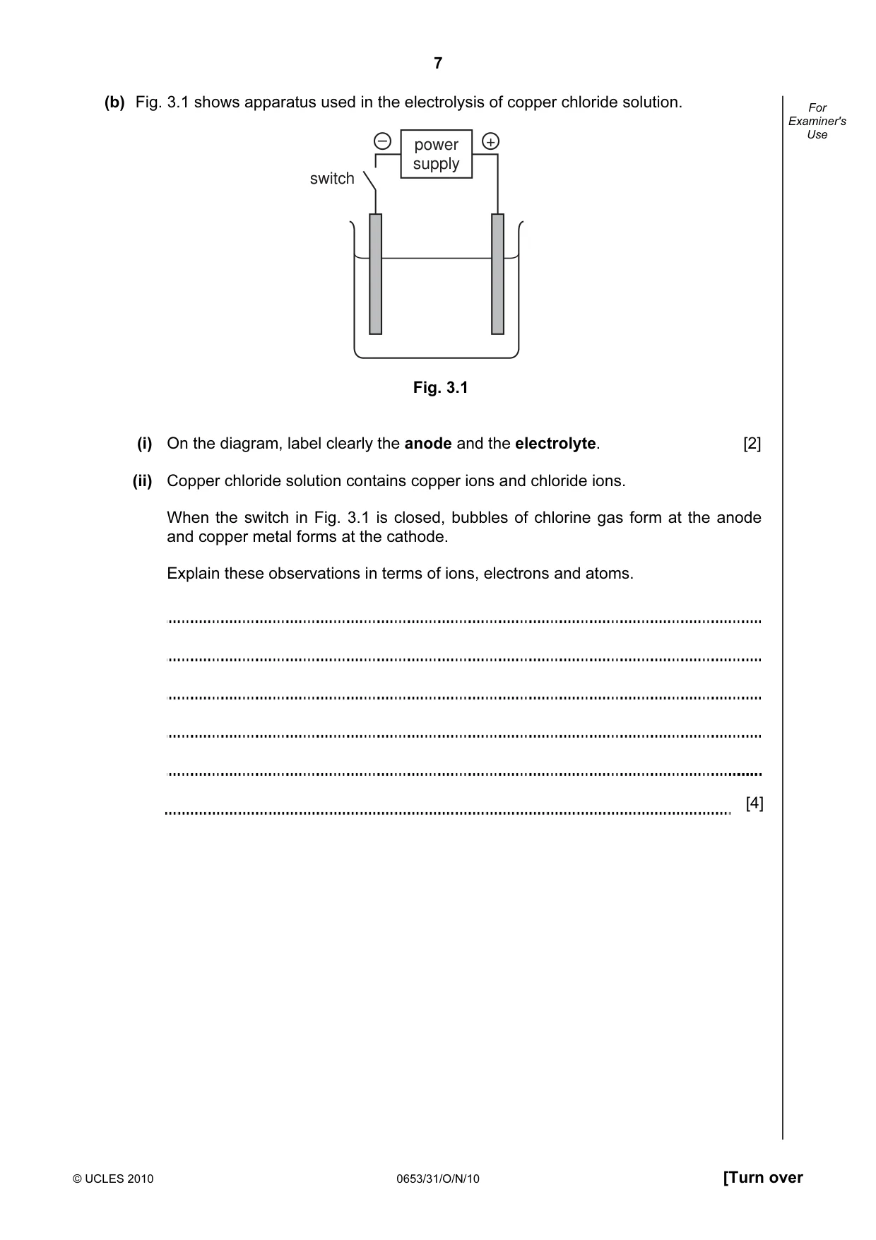 Cambridge IGCSE Science - Combined 0653 2010 Oct/Nov Paper 3 · Variant 1 question paper, page 7 of 20