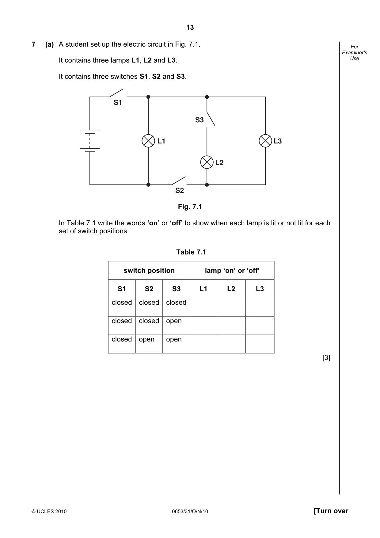 Cambridge IGCSE Science - Combined 0653 2010 Oct/Nov Paper 3 · Variant 1 question paper, page 13 of 20