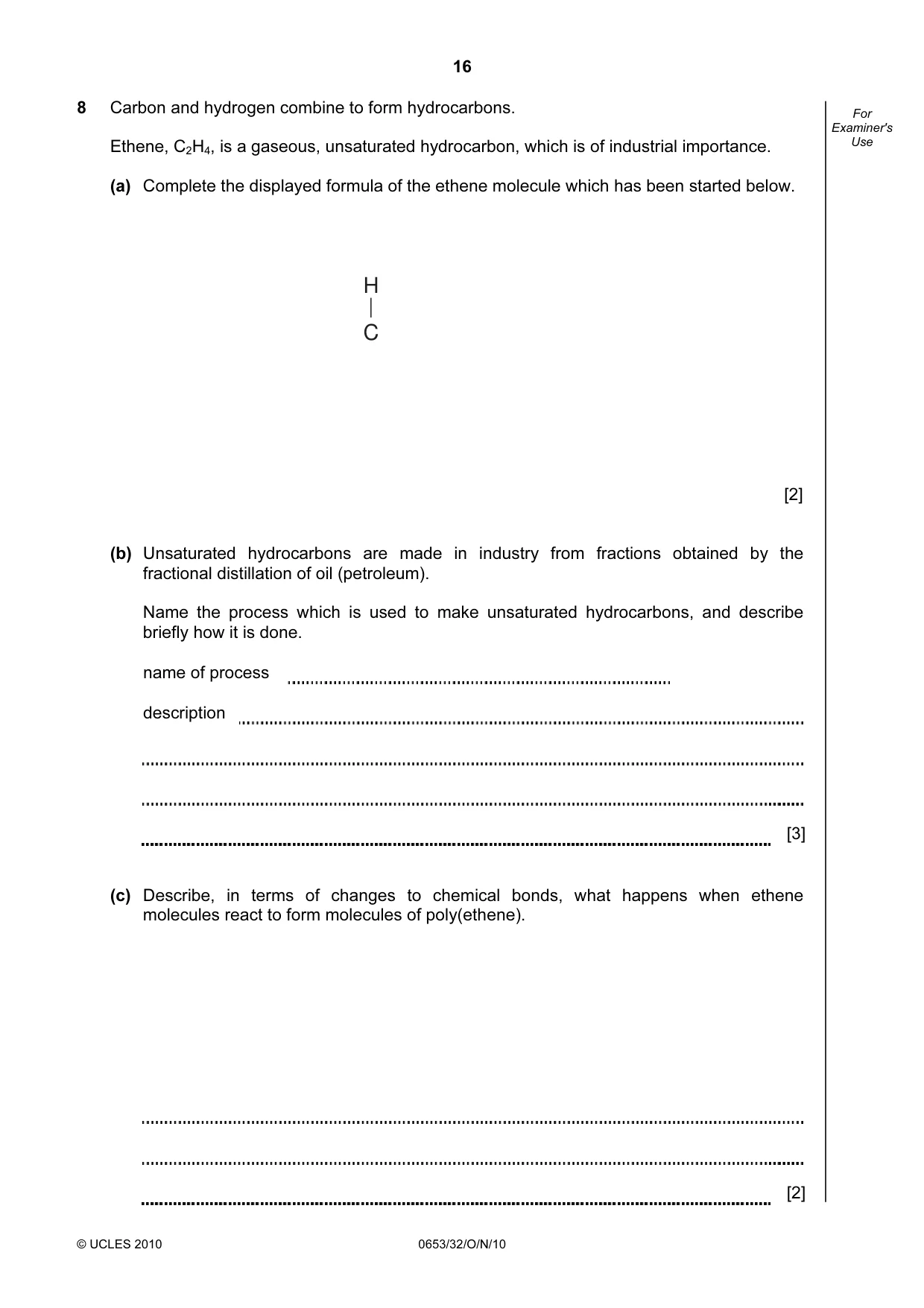 Cambridge IGCSE Science - Combined 0653 2010 Oct/Nov Paper 3 · Variant 2 question paper, page 16 of 20