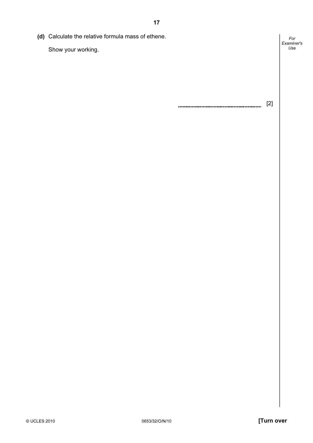 Cambridge IGCSE Science - Combined 0653 2010 Oct/Nov Paper 3 · Variant 2 question paper, page 17 of 20
