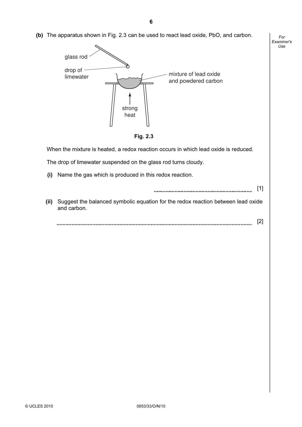 Cambridge IGCSE Science - Combined 0653 2010 Oct/Nov Paper 3 · Variant 3 question paper, page 6 of 20