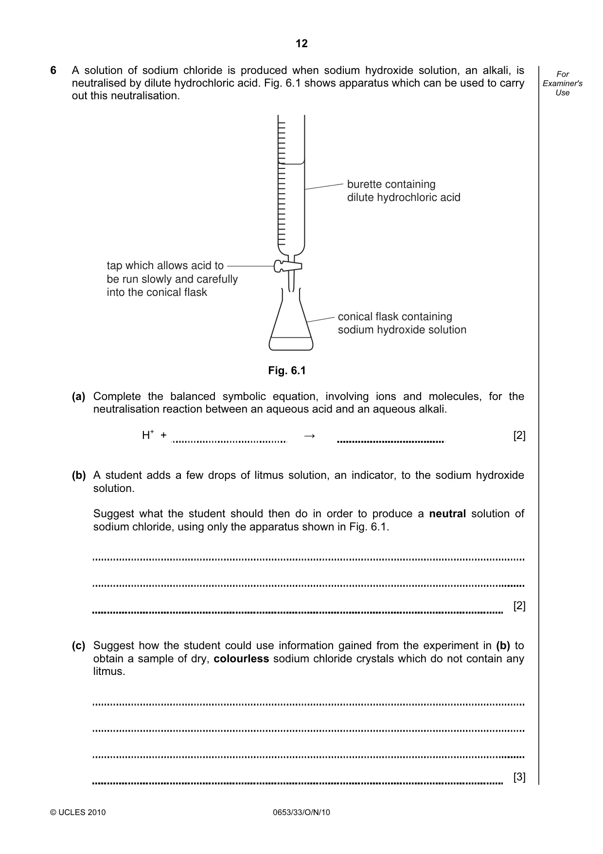 Cambridge IGCSE Science - Combined 0653 2010 Oct/Nov Paper 3 · Variant 3 question paper, page 12 of 20