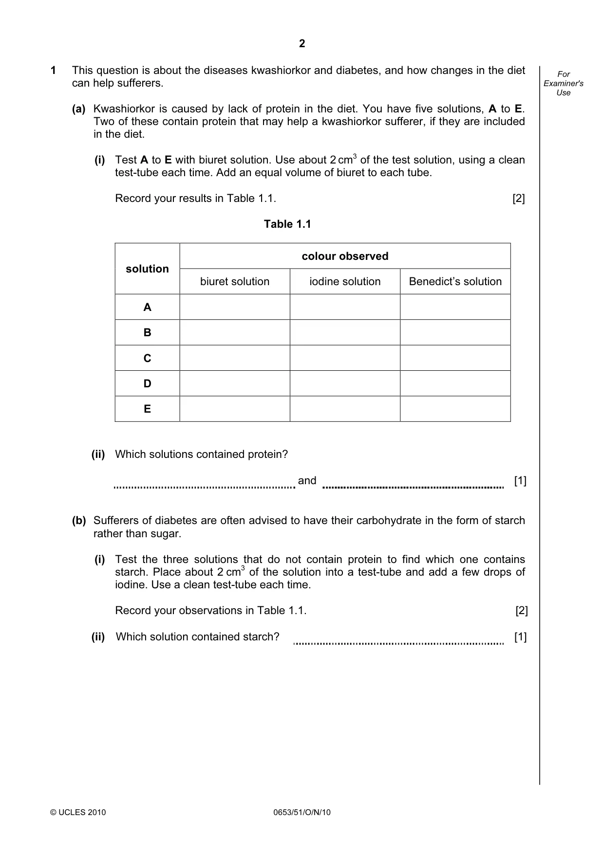 Cambridge IGCSE Science - Combined 0653 2010 Oct/Nov Paper 5 · Variant 1 question paper, page 2 of 12