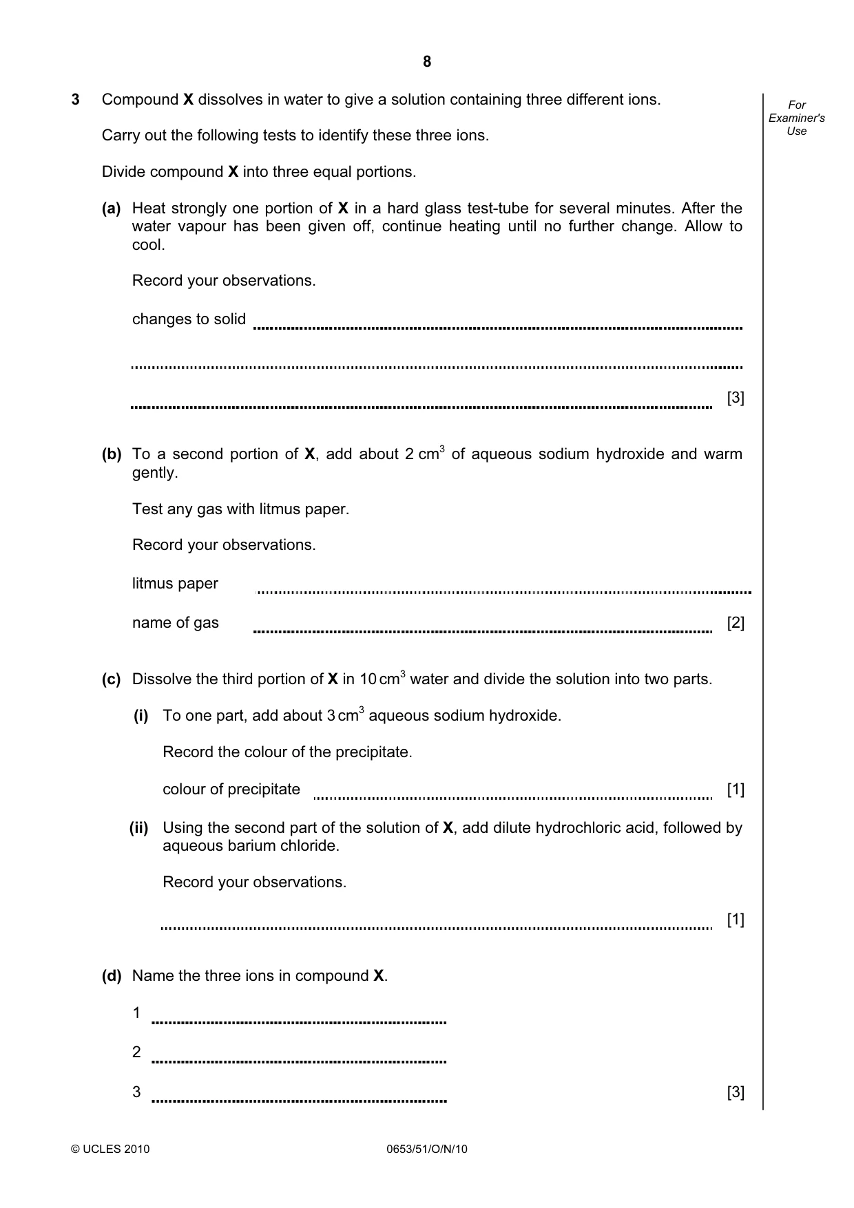 Cambridge IGCSE Science - Combined 0653 2010 Oct/Nov Paper 5 · Variant 1 question paper, page 8 of 12
