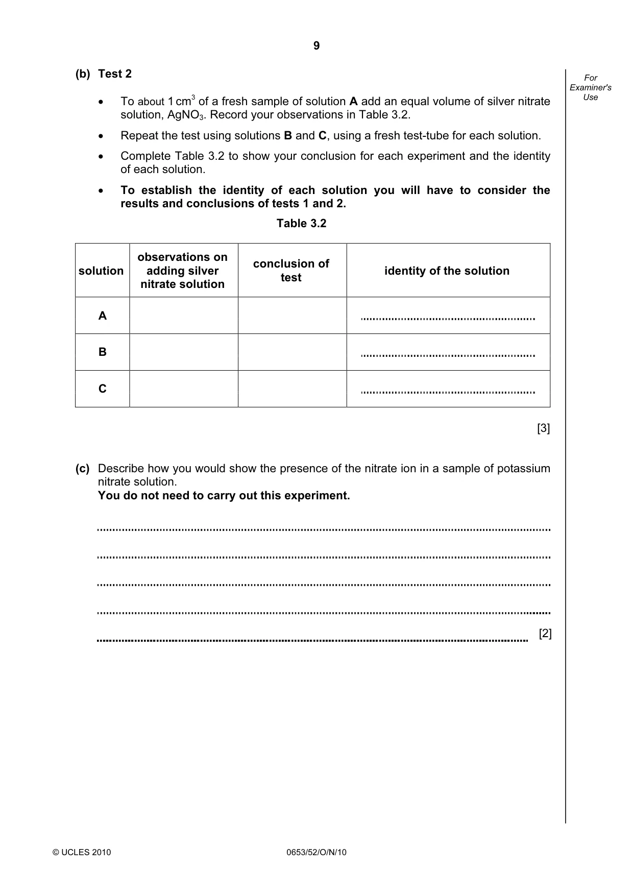 Cambridge IGCSE Science - Combined 0653 2010 Oct/Nov Paper 5 · Variant 2 question paper, page 9 of 12