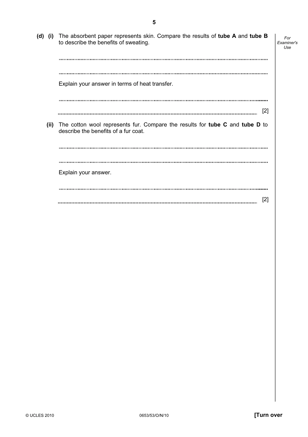 Cambridge IGCSE Science - Combined 0653 2010 Oct/Nov Paper 5 · Variant 3 question paper, page 5 of 12