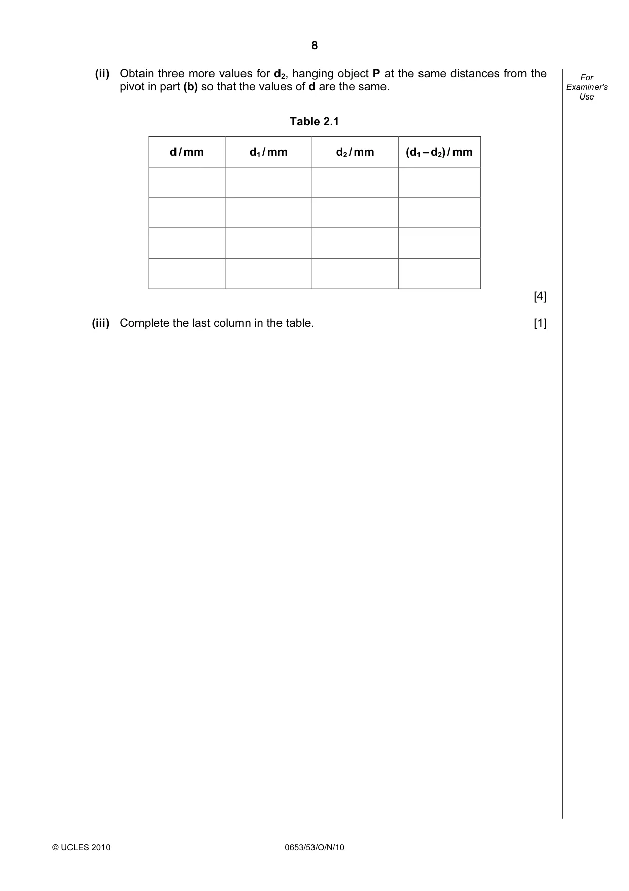 Cambridge IGCSE Science - Combined 0653 2010 Oct/Nov Paper 5 · Variant 3 question paper, page 8 of 12