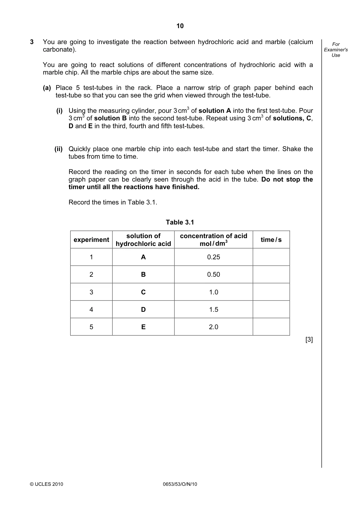 Cambridge IGCSE Science - Combined 0653 2010 Oct/Nov Paper 5 · Variant 3 question paper, page 10 of 12