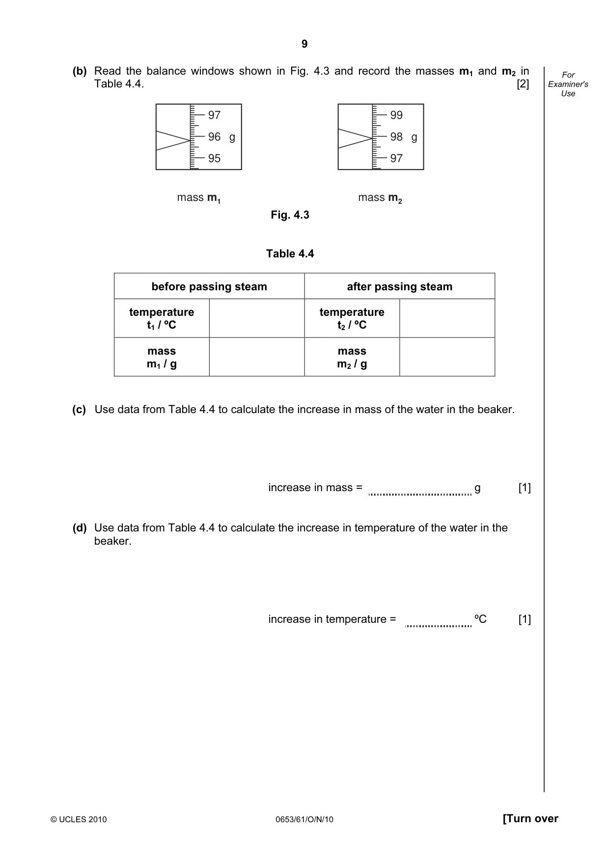 Cambridge IGCSE Science - Combined 0653 2010 Oct/Nov Paper 6 · Variant 1 question paper, page 9 of 16