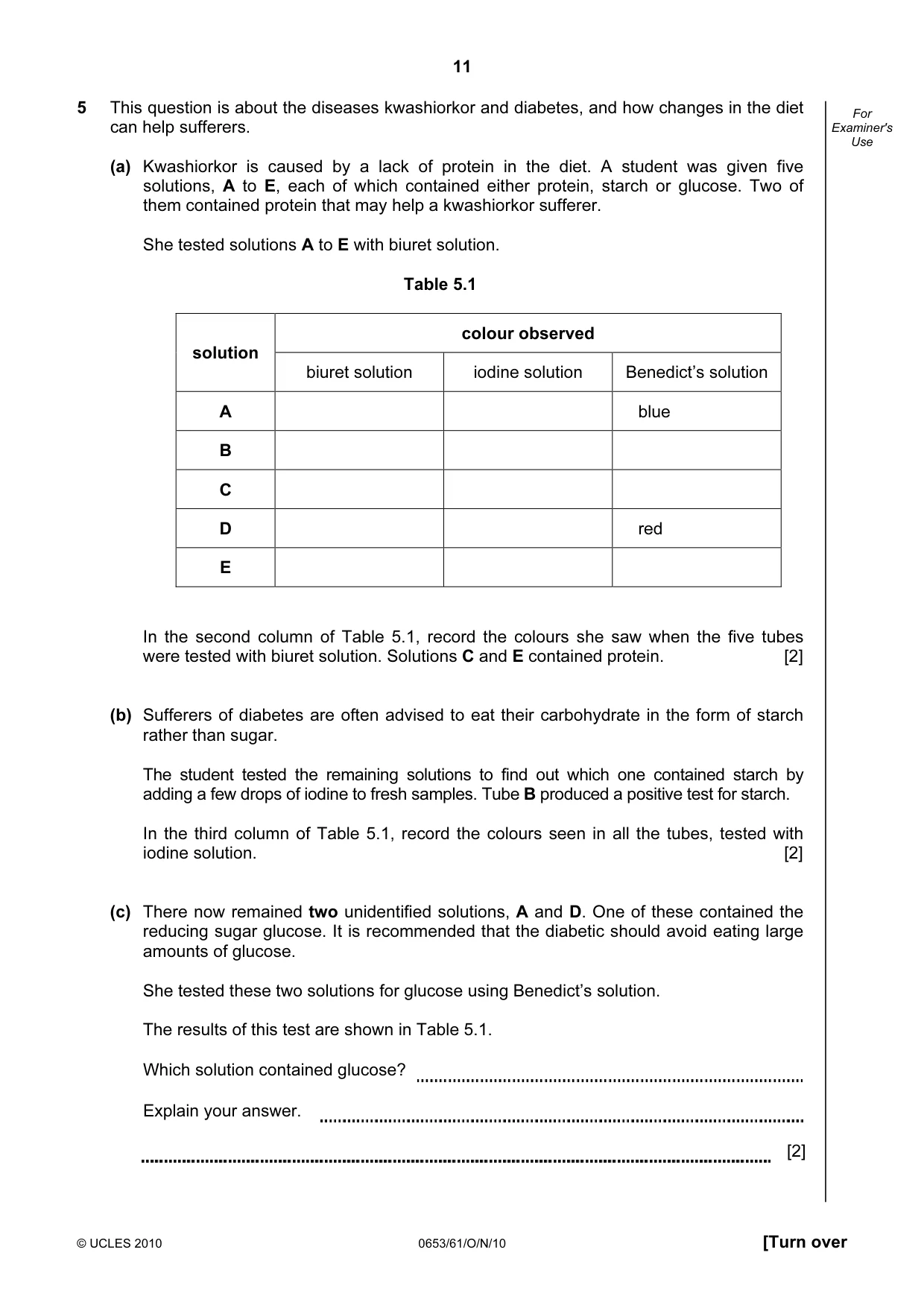 Cambridge IGCSE Science - Combined 0653 2010 Oct/Nov Paper 6 · Variant 1 question paper, page 11 of 16