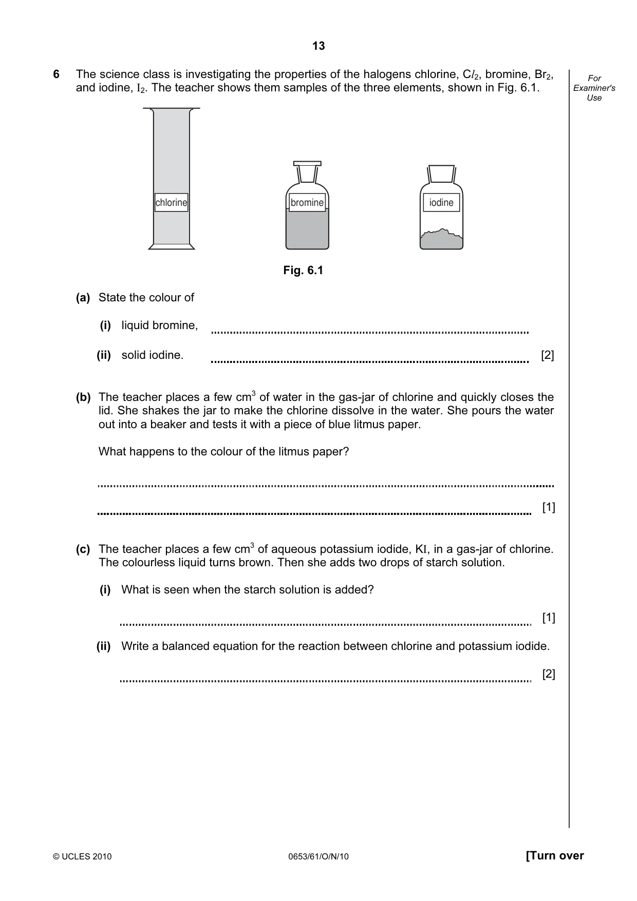Cambridge IGCSE Science - Combined 0653 2010 Oct/Nov Paper 6 · Variant 1 question paper, page 13 of 16