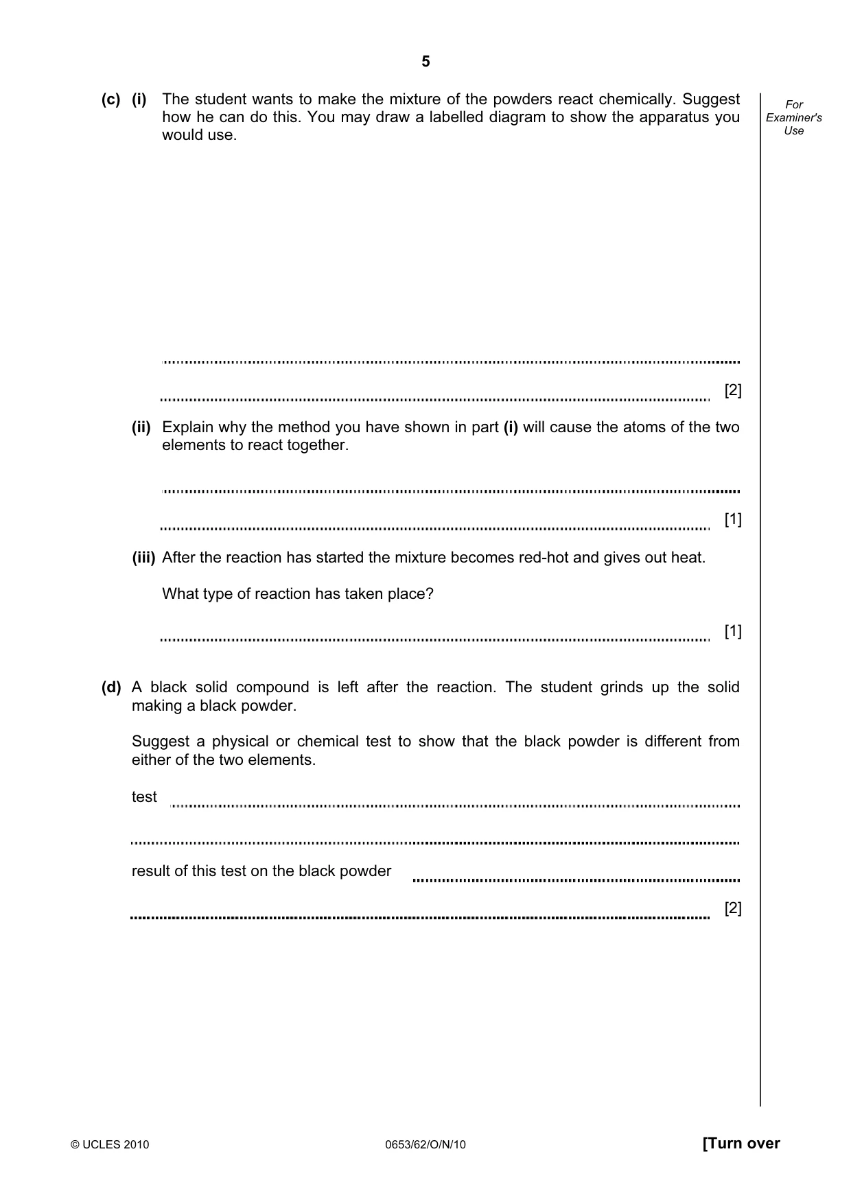 Cambridge IGCSE Science - Combined 0653 2010 Oct/Nov Paper 6 · Variant 2 question paper, page 5 of 24