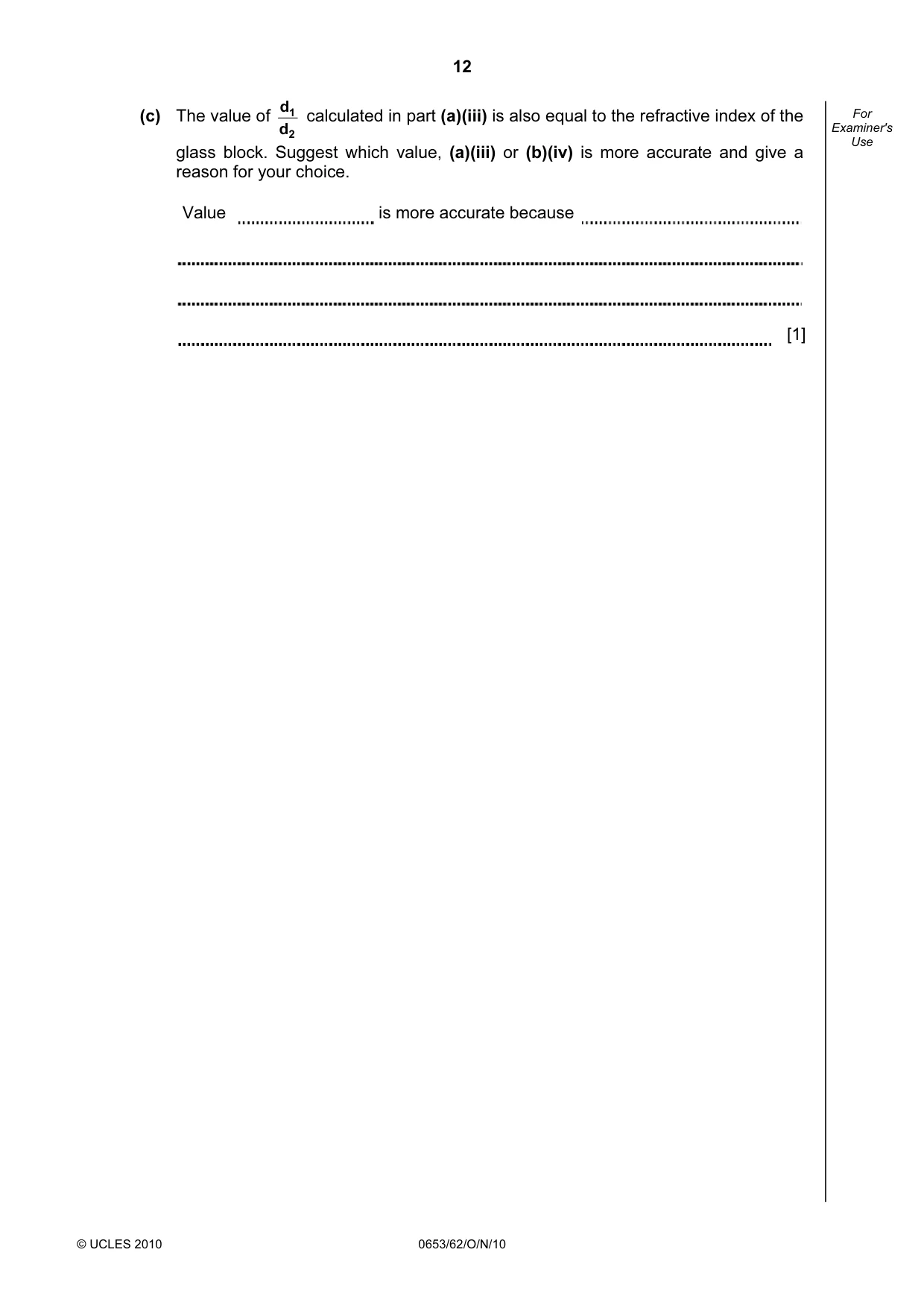 Cambridge IGCSE Science - Combined 0653 2010 Oct/Nov Paper 6 · Variant 2 question paper, page 12 of 24