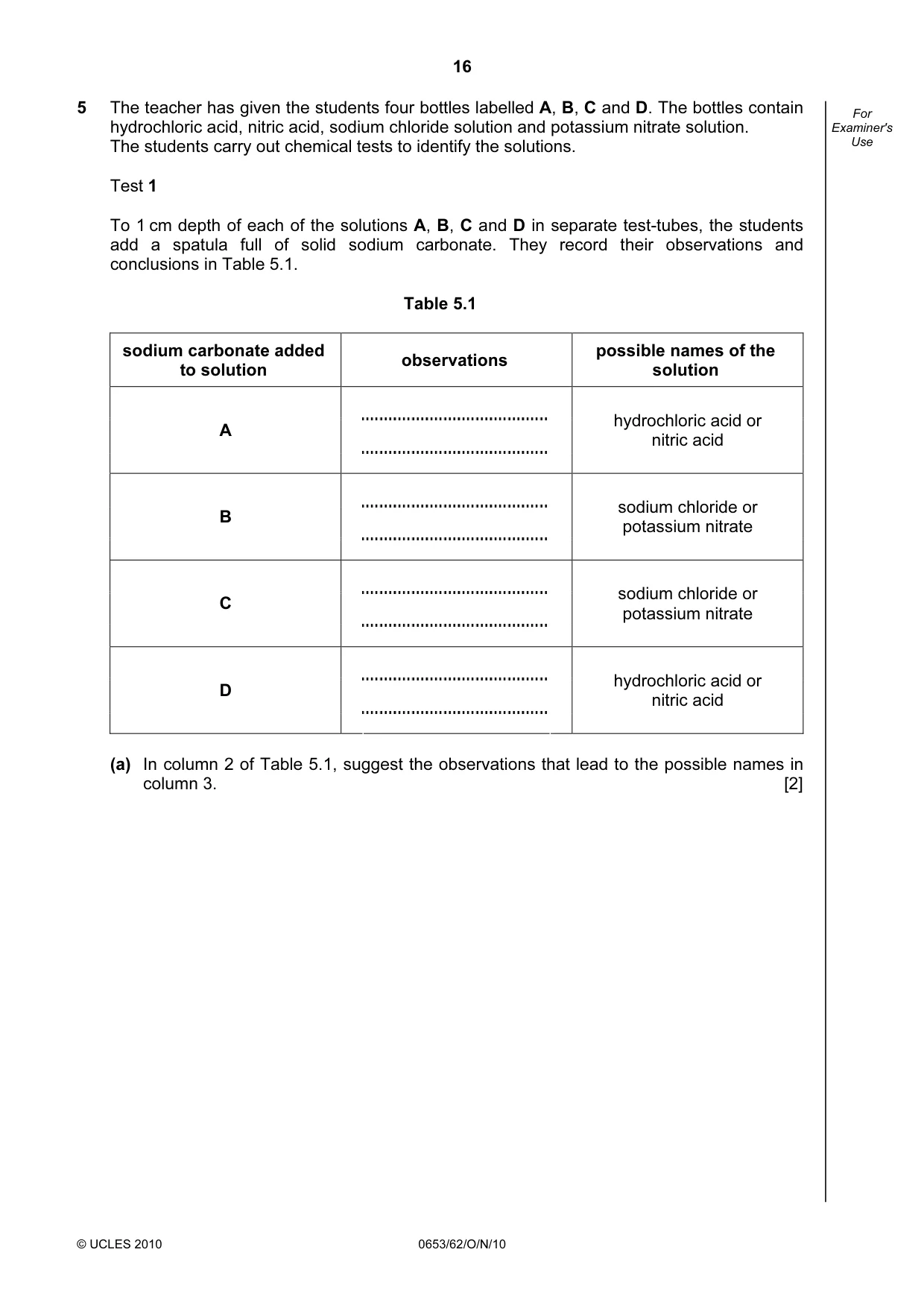 Cambridge IGCSE Science - Combined 0653 2010 Oct/Nov Paper 6 · Variant 2 question paper, page 16 of 24