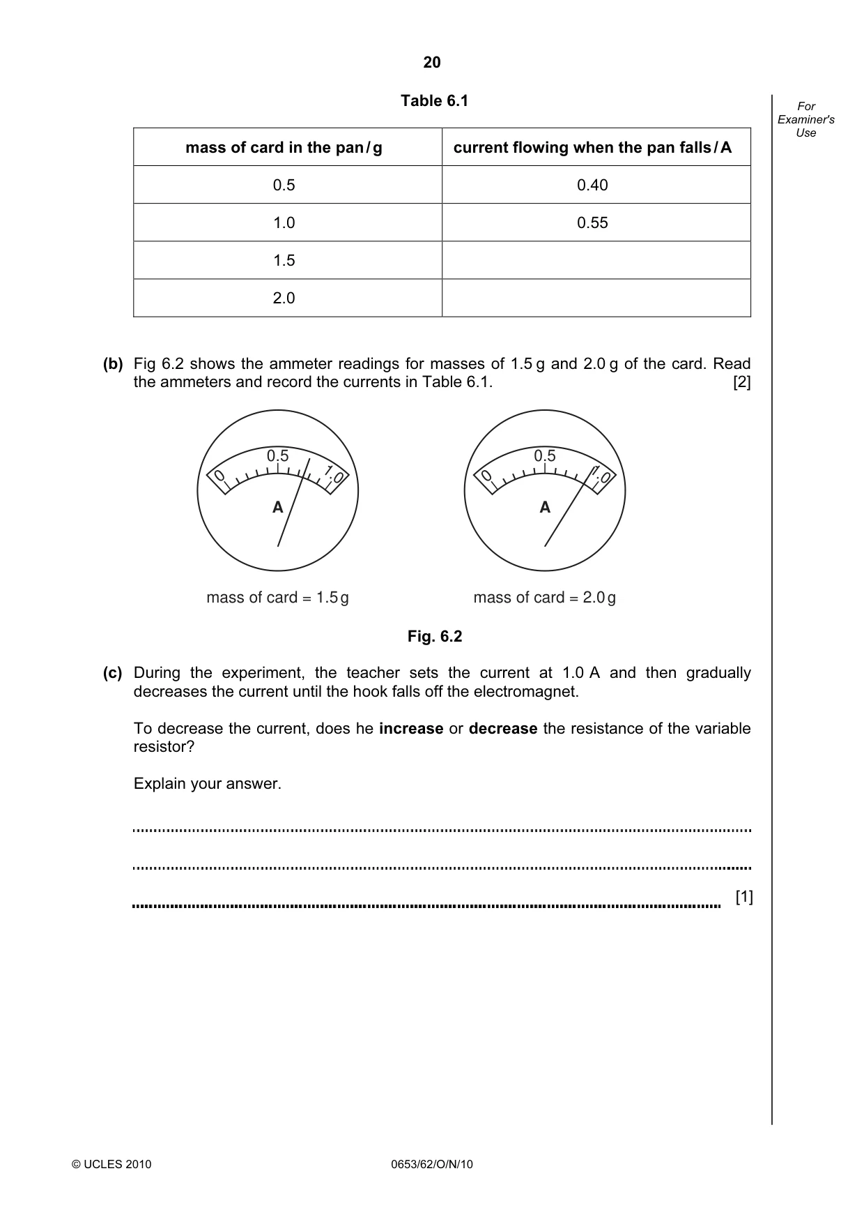 Cambridge IGCSE Science - Combined 0653 2010 Oct/Nov Paper 6 · Variant 2 question paper, page 20 of 24