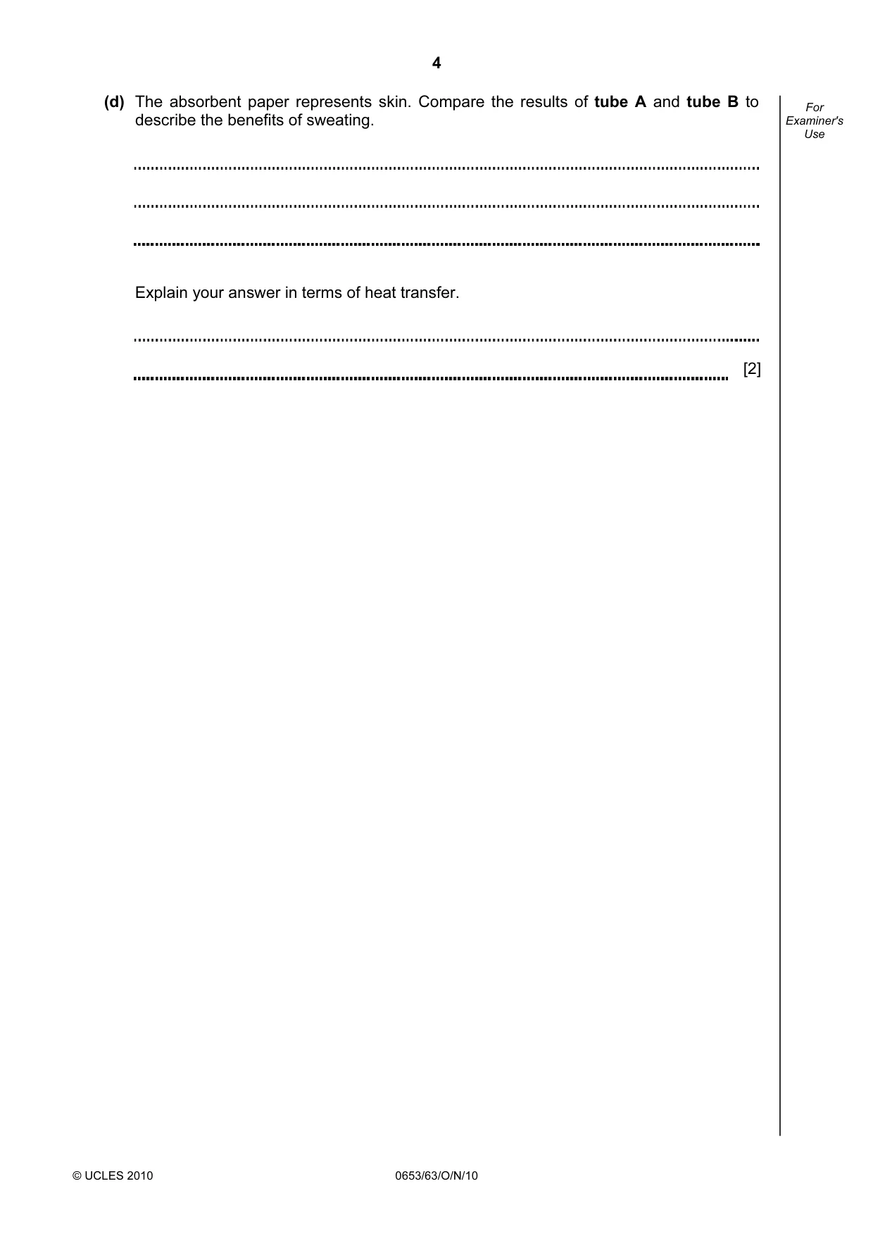 Cambridge IGCSE Science - Combined 0653 2010 Oct/Nov Paper 6 · Variant 3 question paper, page 4 of 20