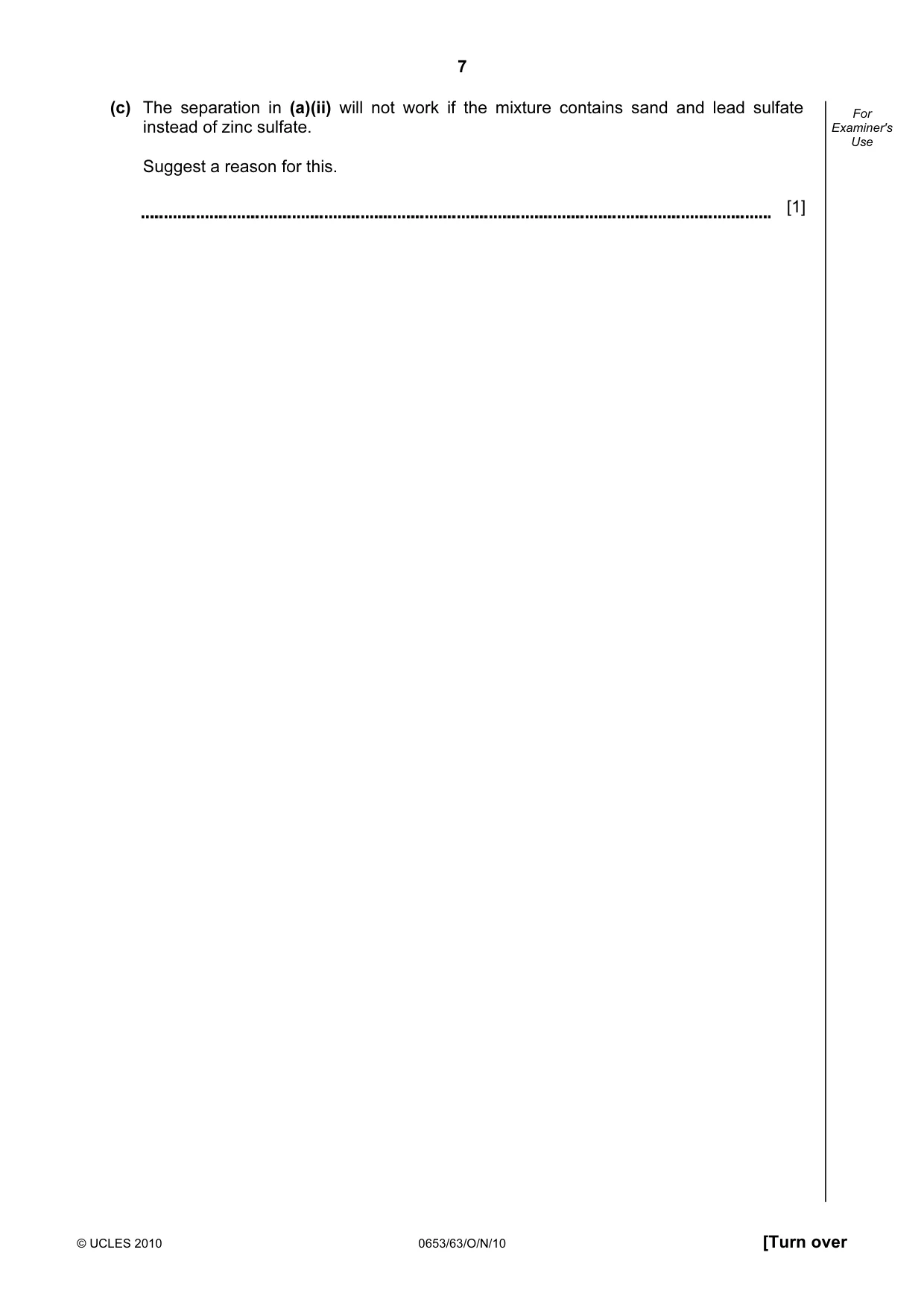 Cambridge IGCSE Science - Combined 0653 2010 Oct/Nov Paper 6 · Variant 3 question paper, page 7 of 20
