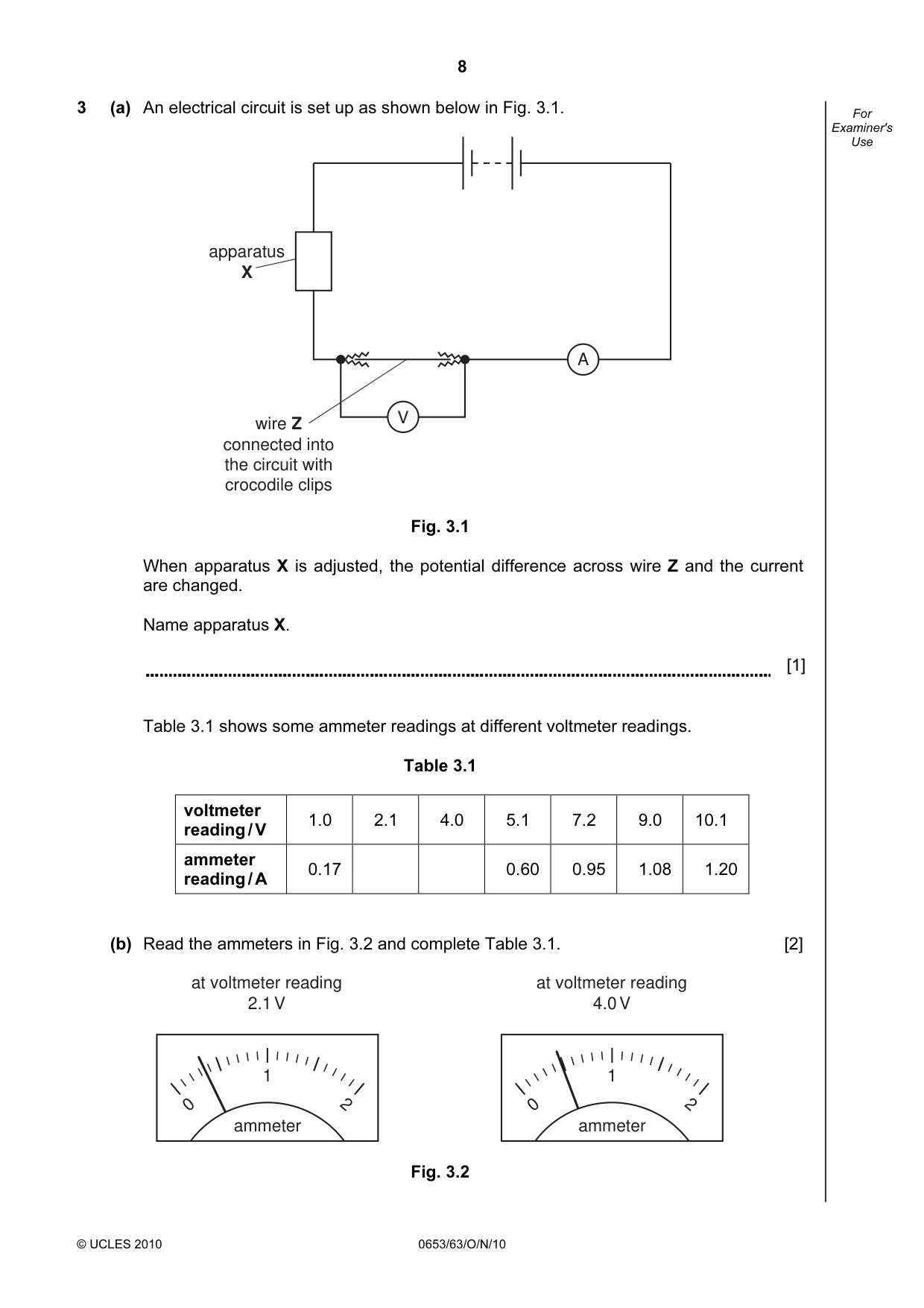 Cambridge IGCSE Science - Combined 0653 2010 Oct/Nov Paper 6 · Variant 3 question paper, page 8 of 20