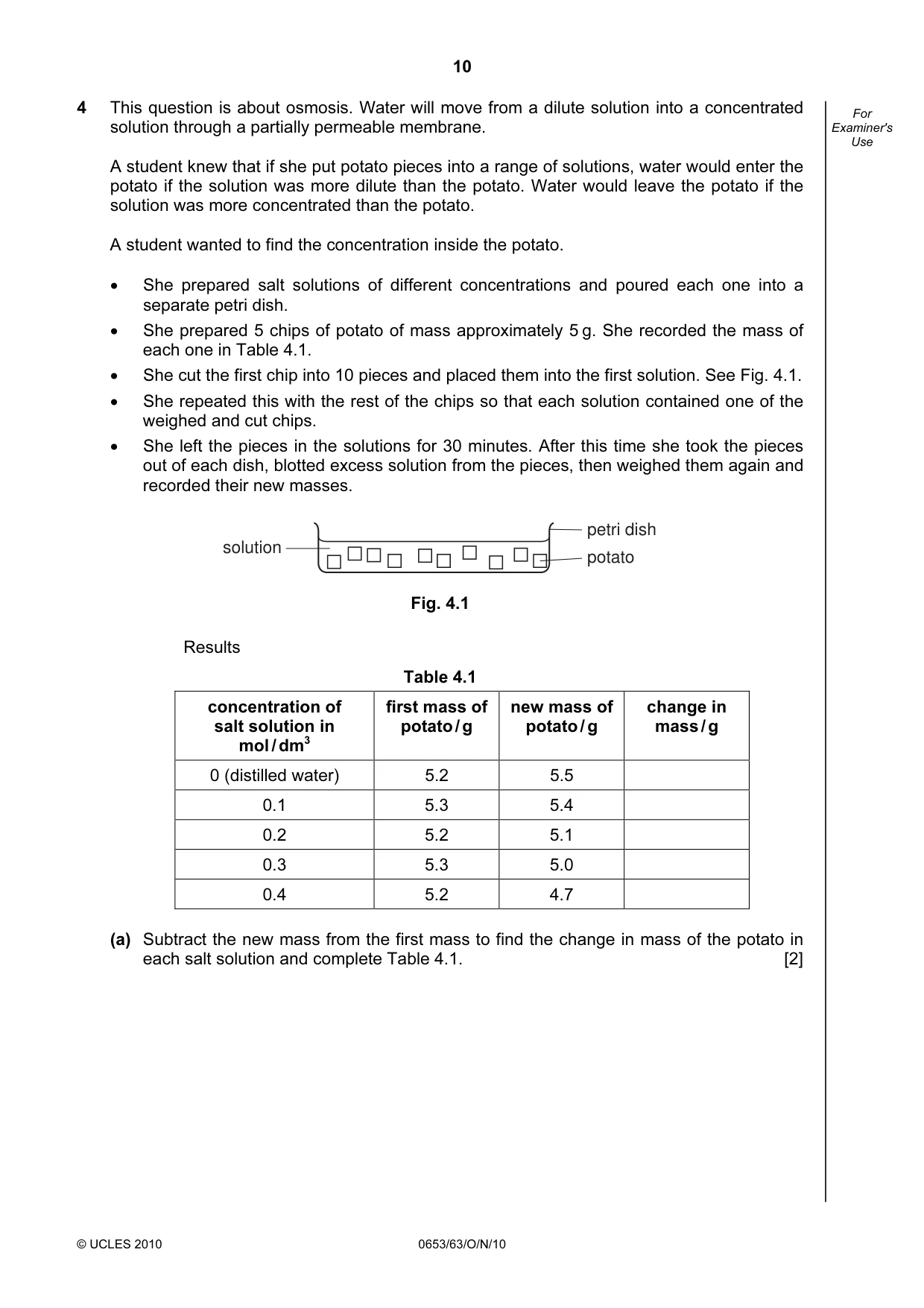 Cambridge IGCSE Science - Combined 0653 2010 Oct/Nov Paper 6 · Variant 3 question paper, page 10 of 20
