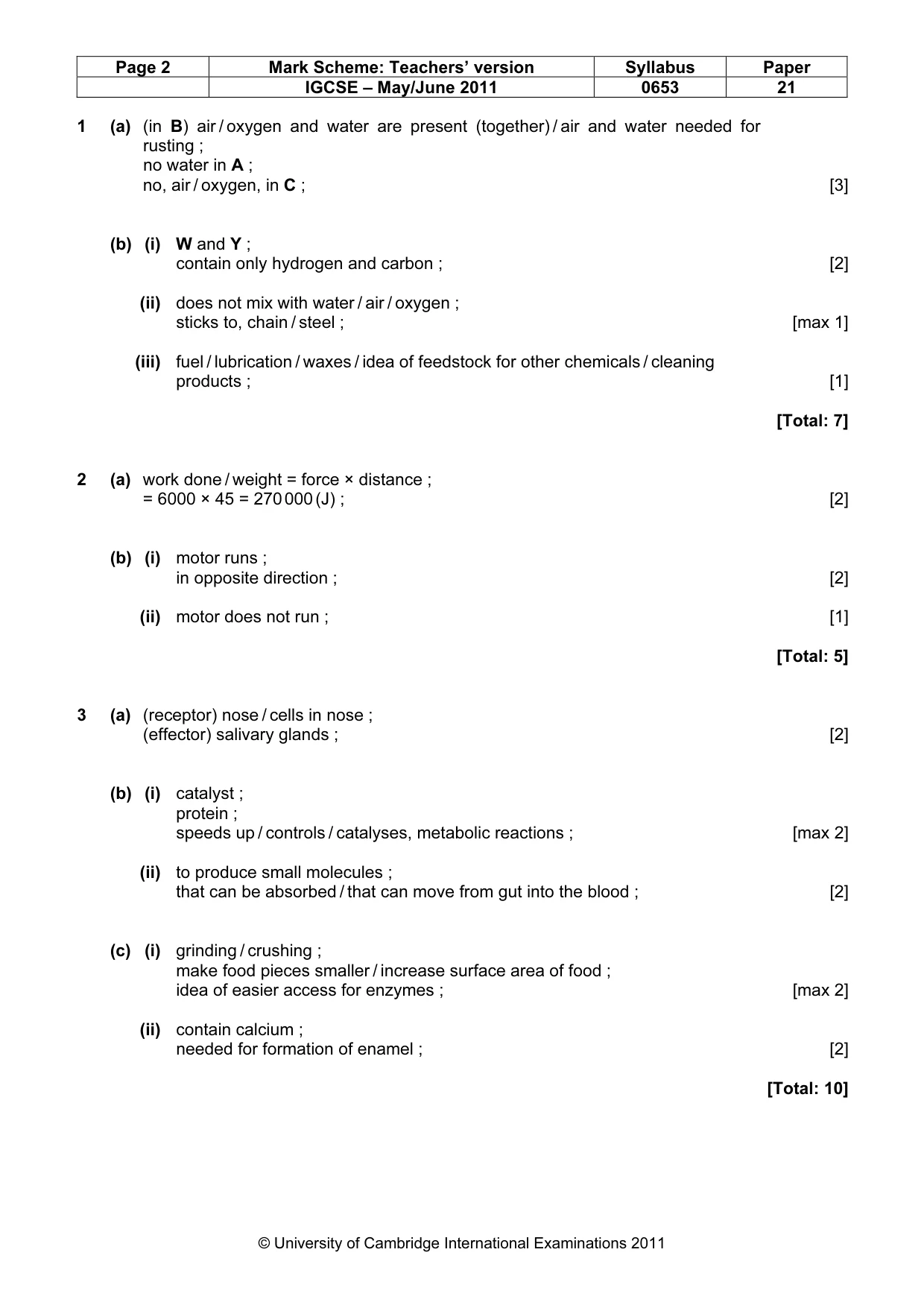 Mark scheme, page 2 of 5