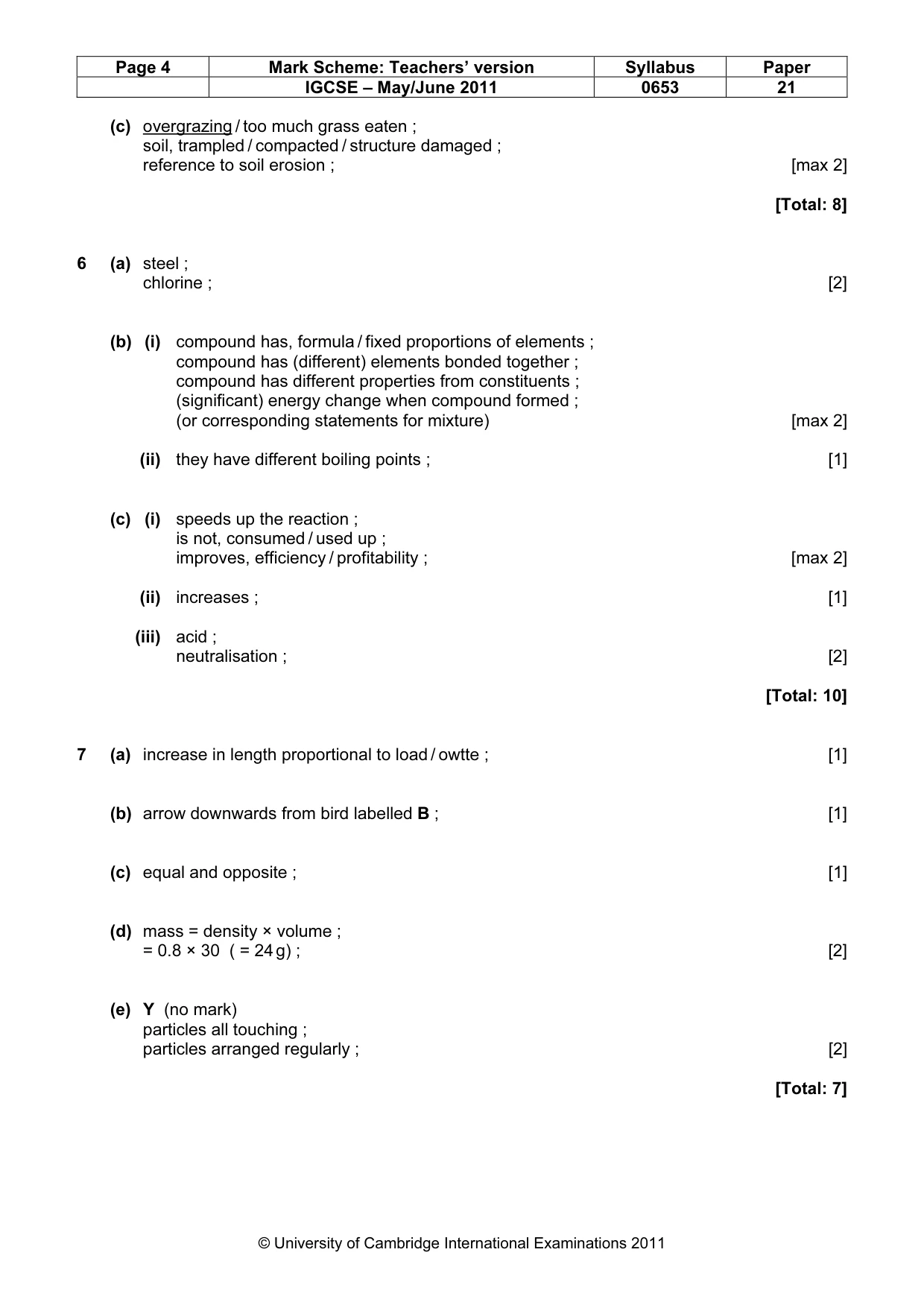Mark scheme, page 4 of 5