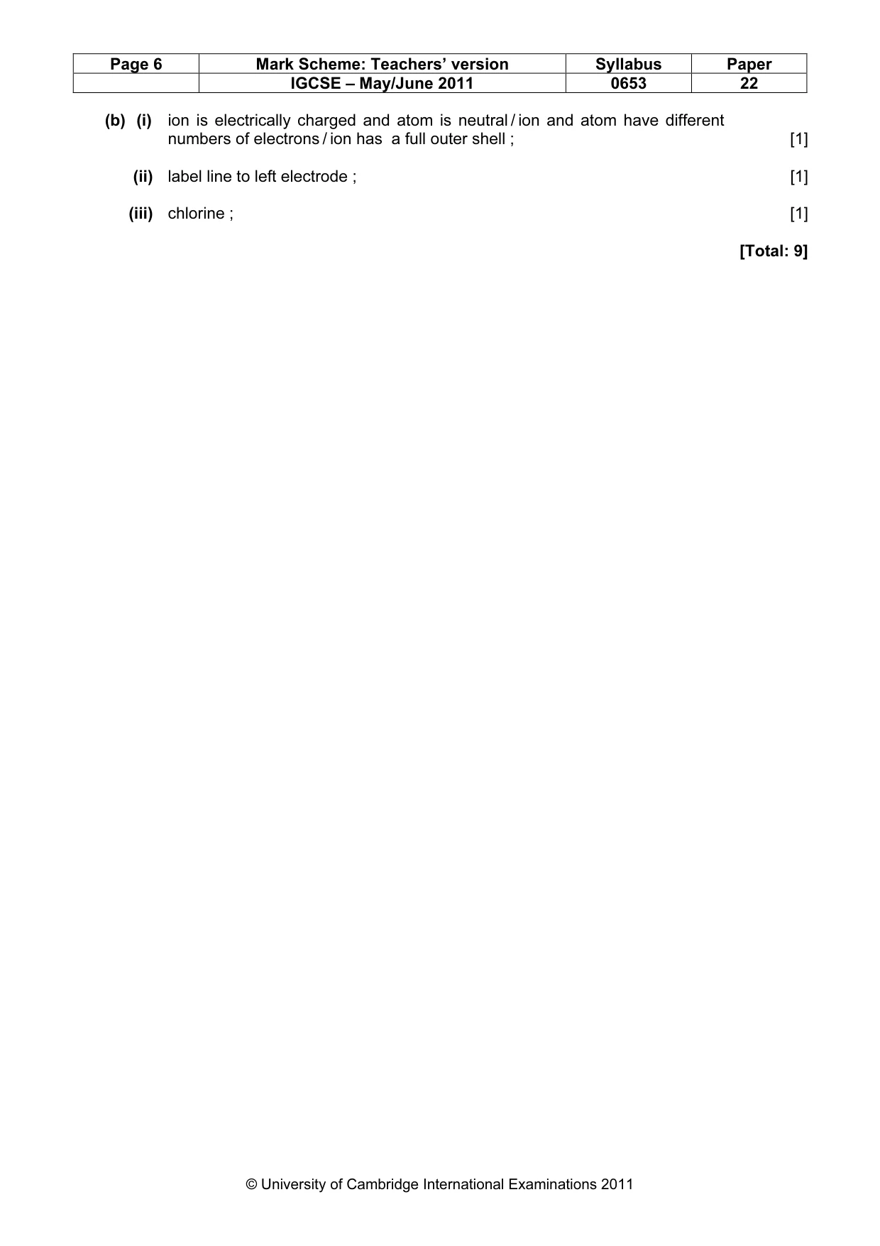 Mark scheme, page 6 of 6