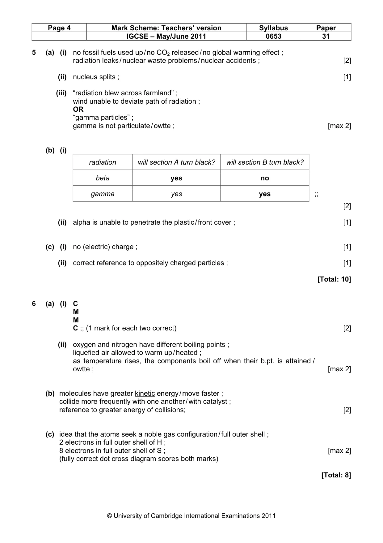 Mark scheme, page 4 of 6