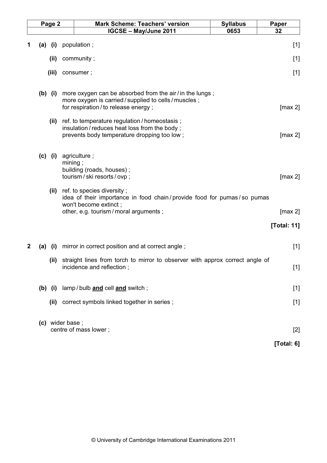 Mark scheme, page 2 of 6