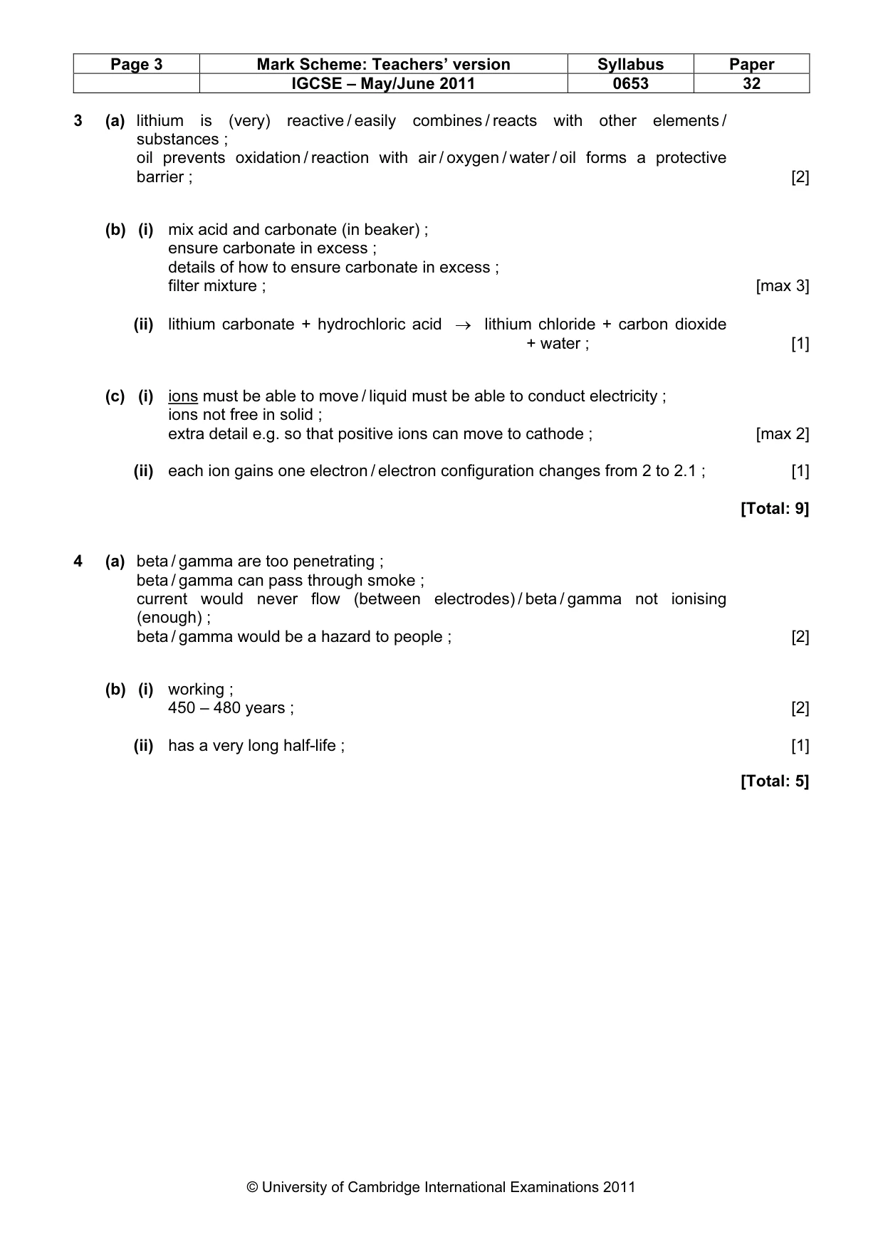 Mark scheme, page 3 of 6