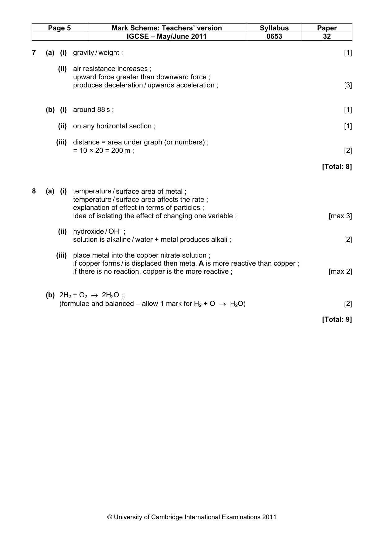 Mark scheme, page 5 of 6