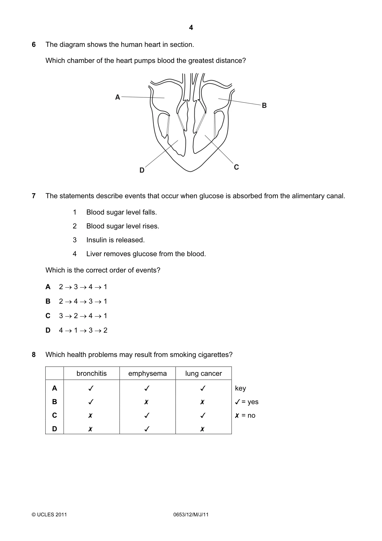 Cambridge IGCSE Science - Combined 0653 2011 May/June Paper 1 · Variant 2 question paper, page 4 of 16