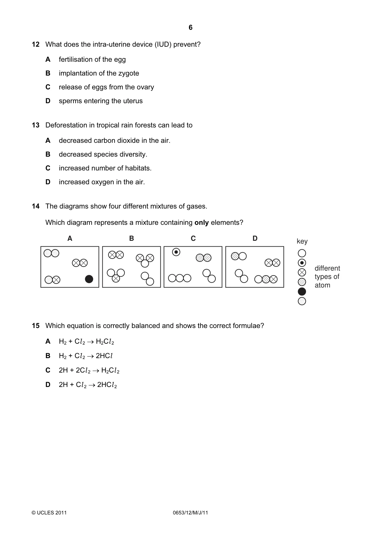 Cambridge IGCSE Science - Combined 0653 2011 May/June Paper 1 · Variant 2 question paper, page 6 of 16