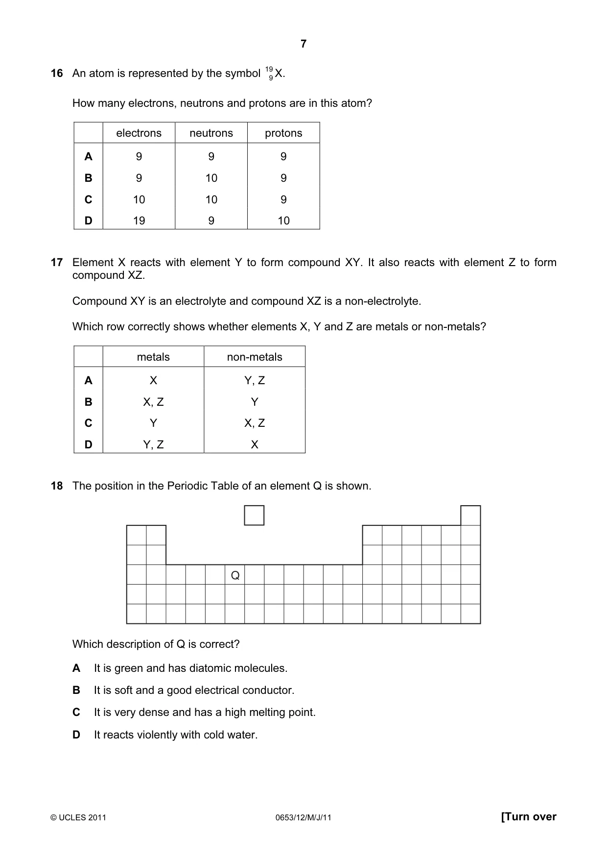 Cambridge IGCSE Science - Combined 0653 2011 May/June Paper 1 · Variant 2 question paper, page 7 of 16
