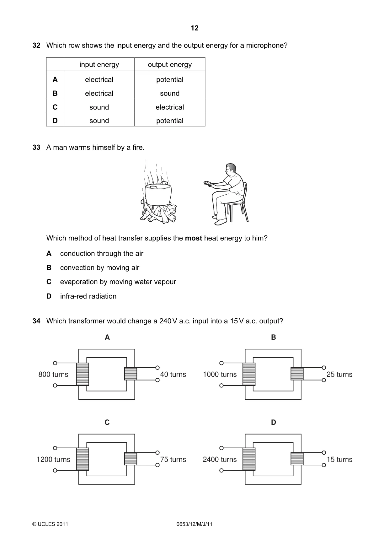 Cambridge IGCSE Science - Combined 0653 2011 May/June Paper 1 · Variant 2 question paper, page 12 of 16