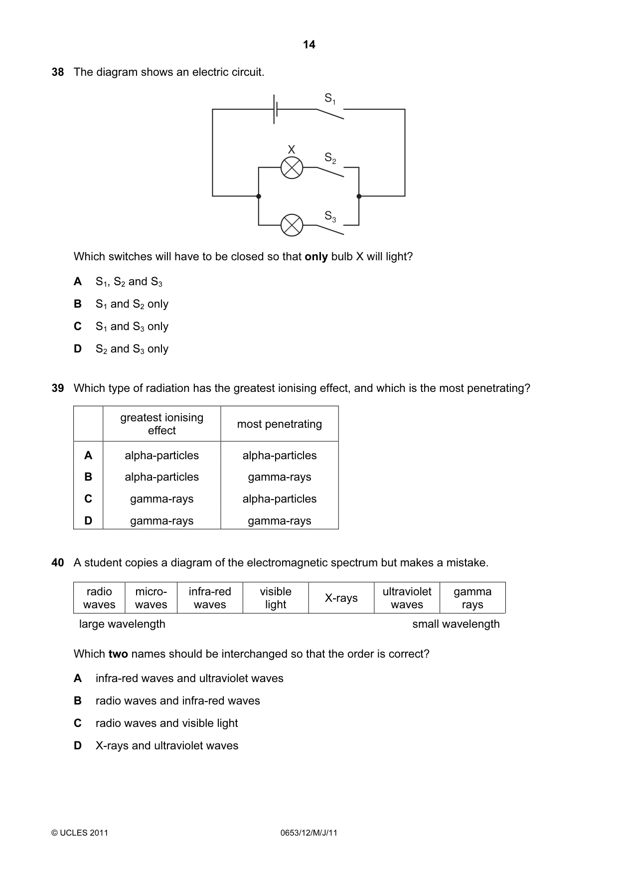 Cambridge IGCSE Science - Combined 0653 2011 May/June Paper 1 · Variant 2 question paper, page 14 of 16