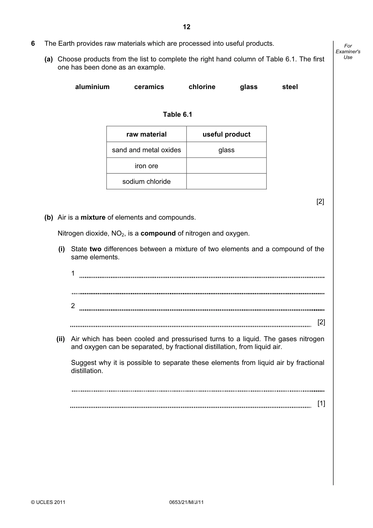 Cambridge IGCSE Science - Combined 0653 2011 May/June Paper 2 · Variant 1 question paper, page 12 of 24