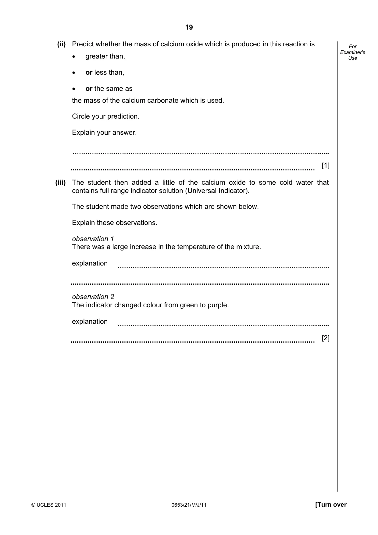 Cambridge IGCSE Science - Combined 0653 2011 May/June Paper 2 · Variant 1 question paper, page 19 of 24