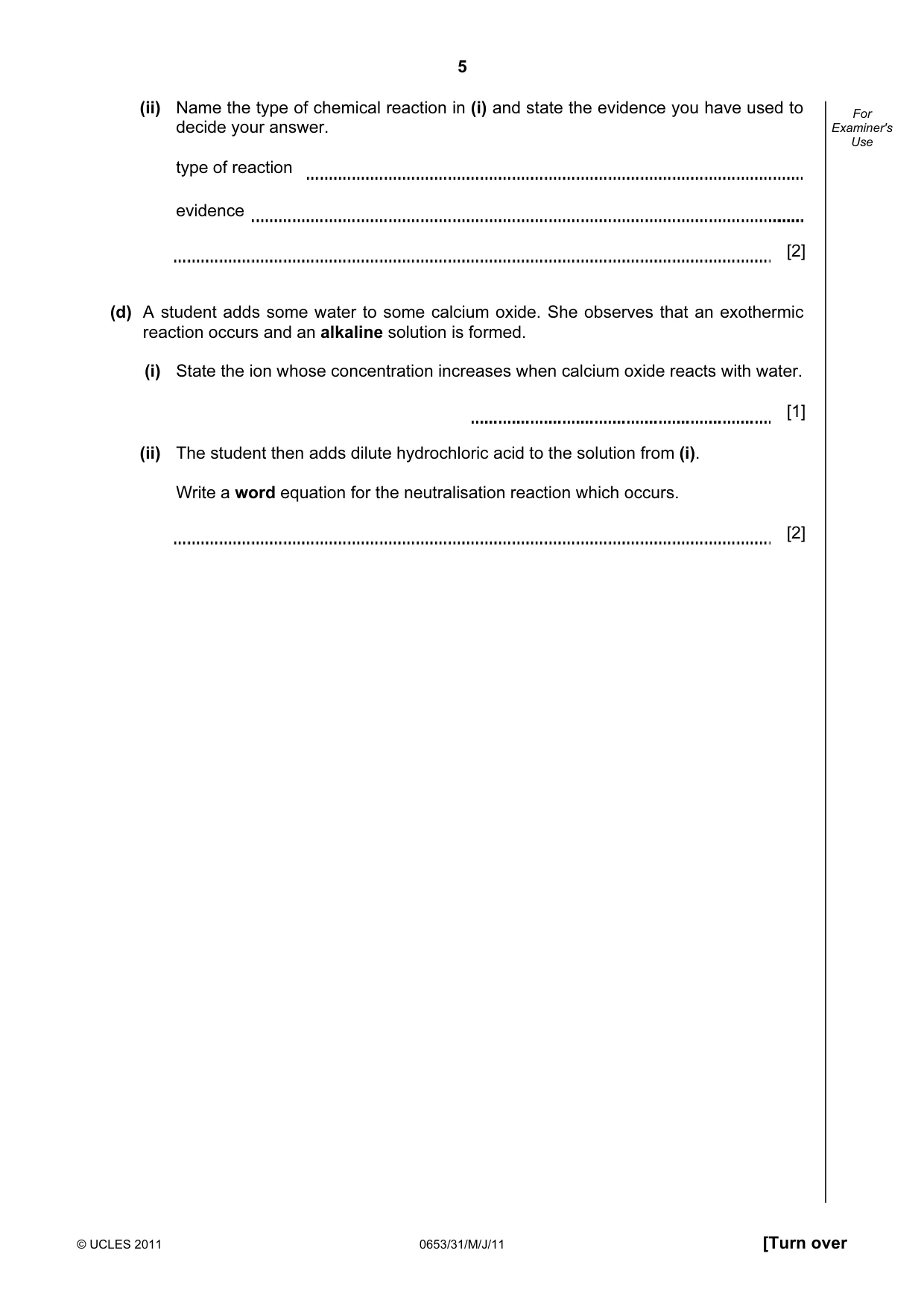 Cambridge IGCSE Science - Combined 0653 2011 May/June Paper 3 · Variant 1 question paper, page 5 of 20