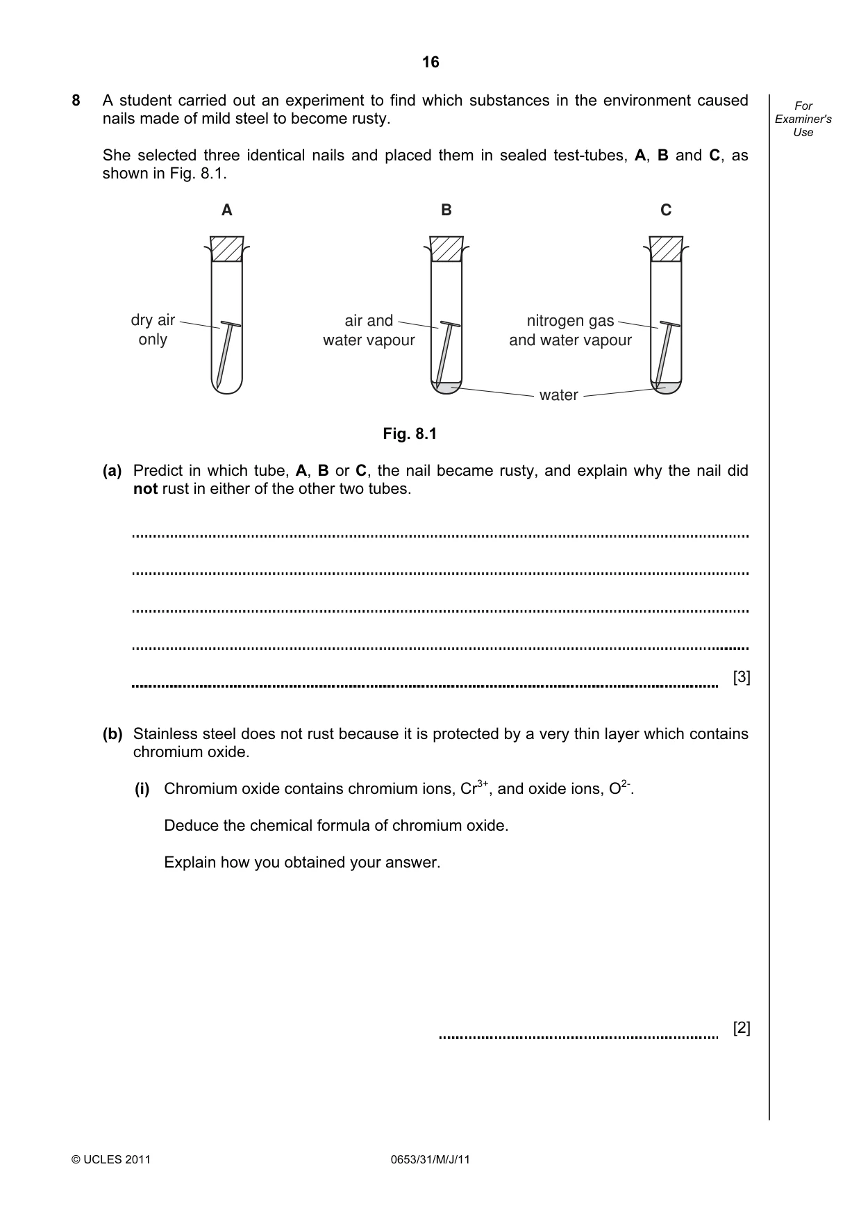 Cambridge IGCSE Science - Combined 0653 2011 May/June Paper 3 · Variant 1 question paper, page 16 of 20