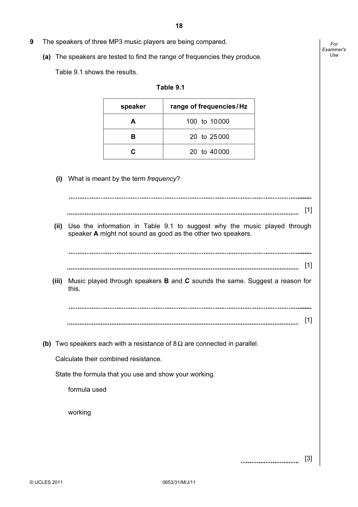 Cambridge IGCSE Science - Combined 0653 2011 May/June Paper 3 · Variant 1 question paper, page 18 of 20