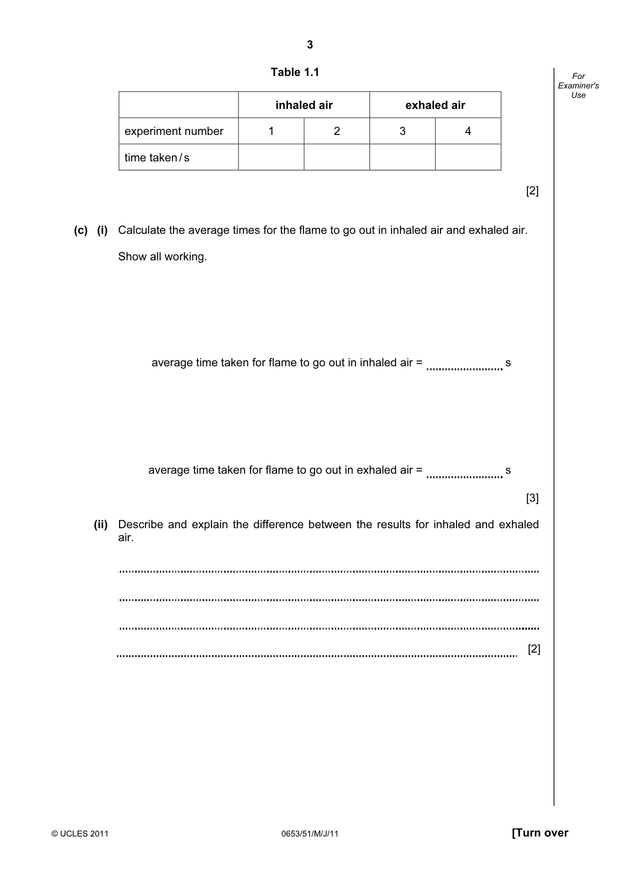 Cambridge IGCSE Science - Combined 0653 2011 May/June Paper 5 · Variant 1 question paper, page 3 of 12