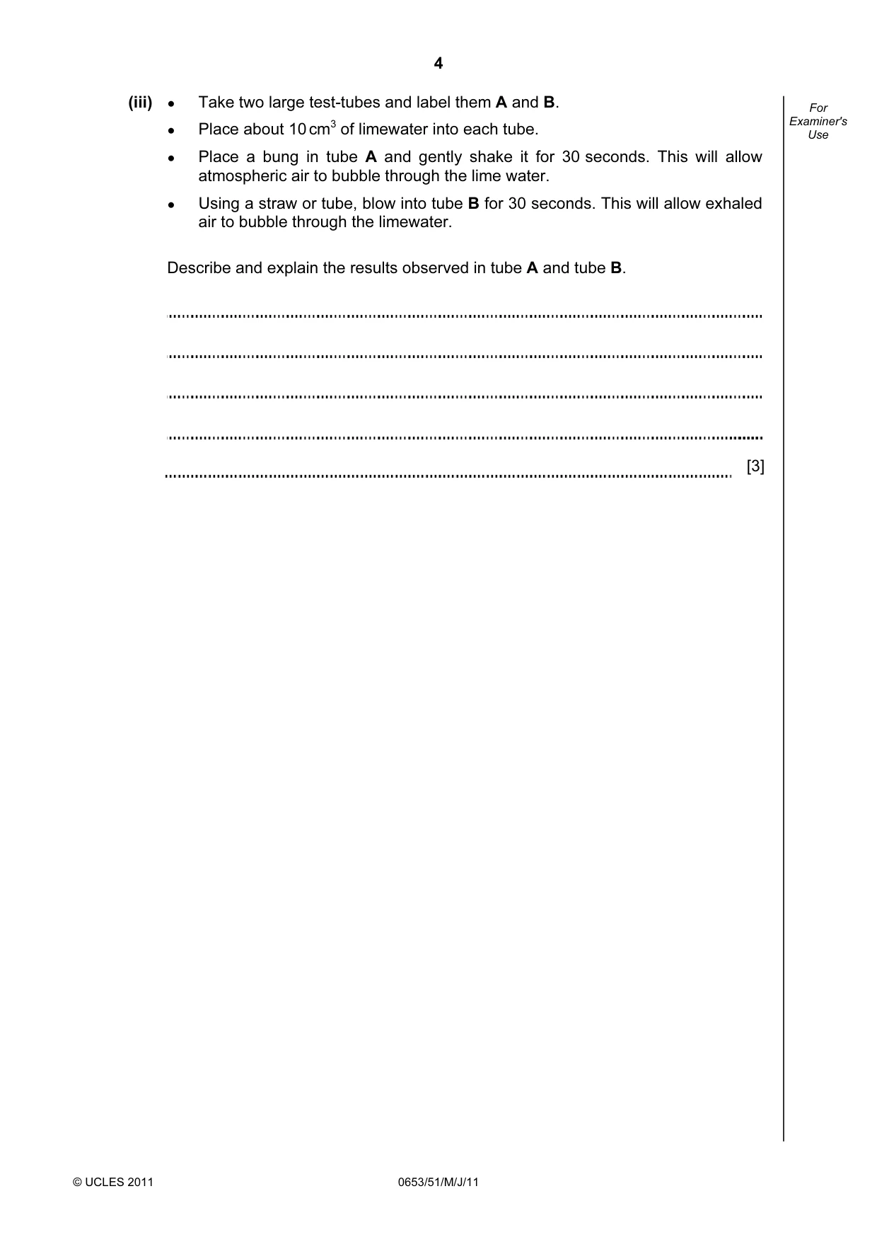 Cambridge IGCSE Science - Combined 0653 2011 May/June Paper 5 · Variant 1 question paper, page 4 of 12
