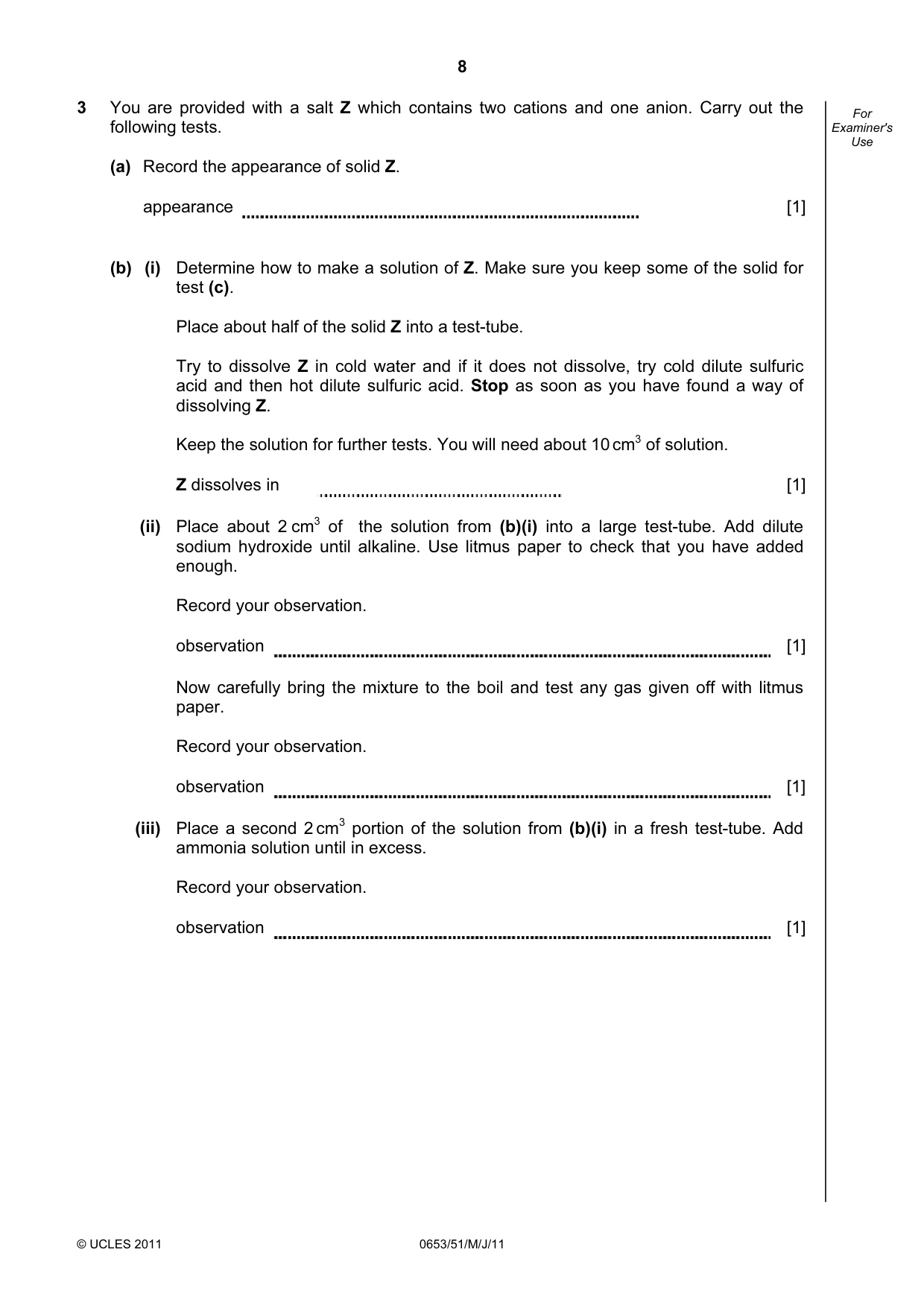 Cambridge IGCSE Science - Combined 0653 2011 May/June Paper 5 · Variant 1 question paper, page 8 of 12